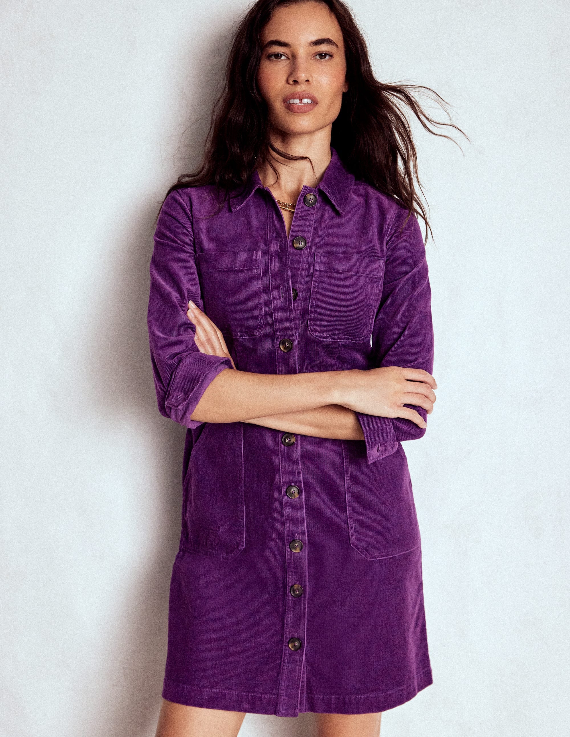 Amanda Kurzes Cordkleid-Viola Violett