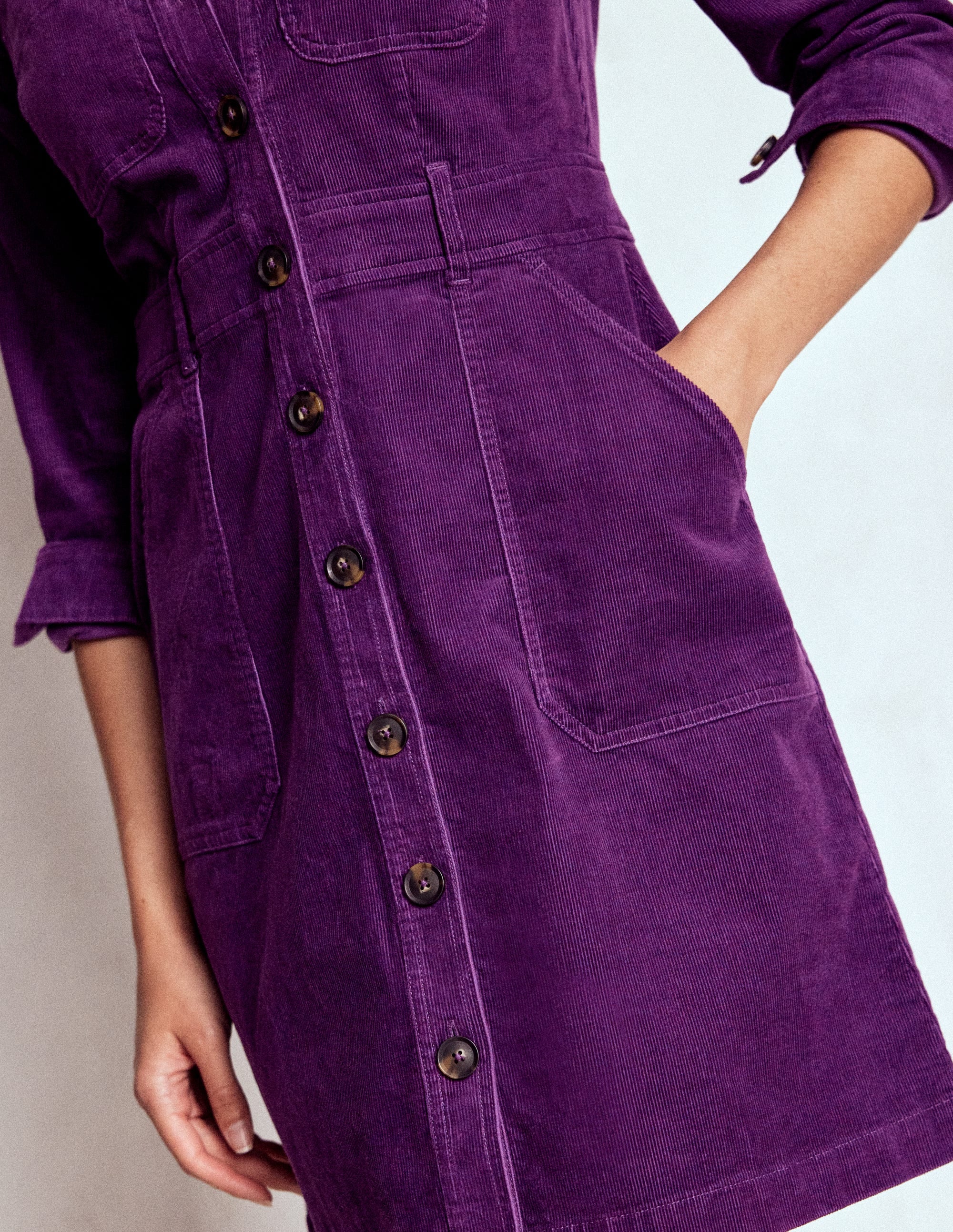 Amanda Kurzes Cordkleid-Viola Violett - Image 2