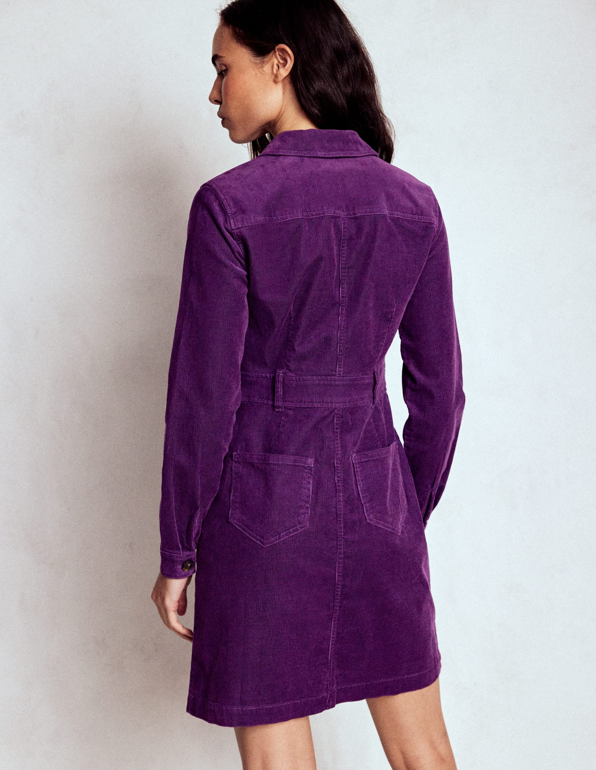 Amanda Kurzes Cordkleid-Viola Violett - Image 3