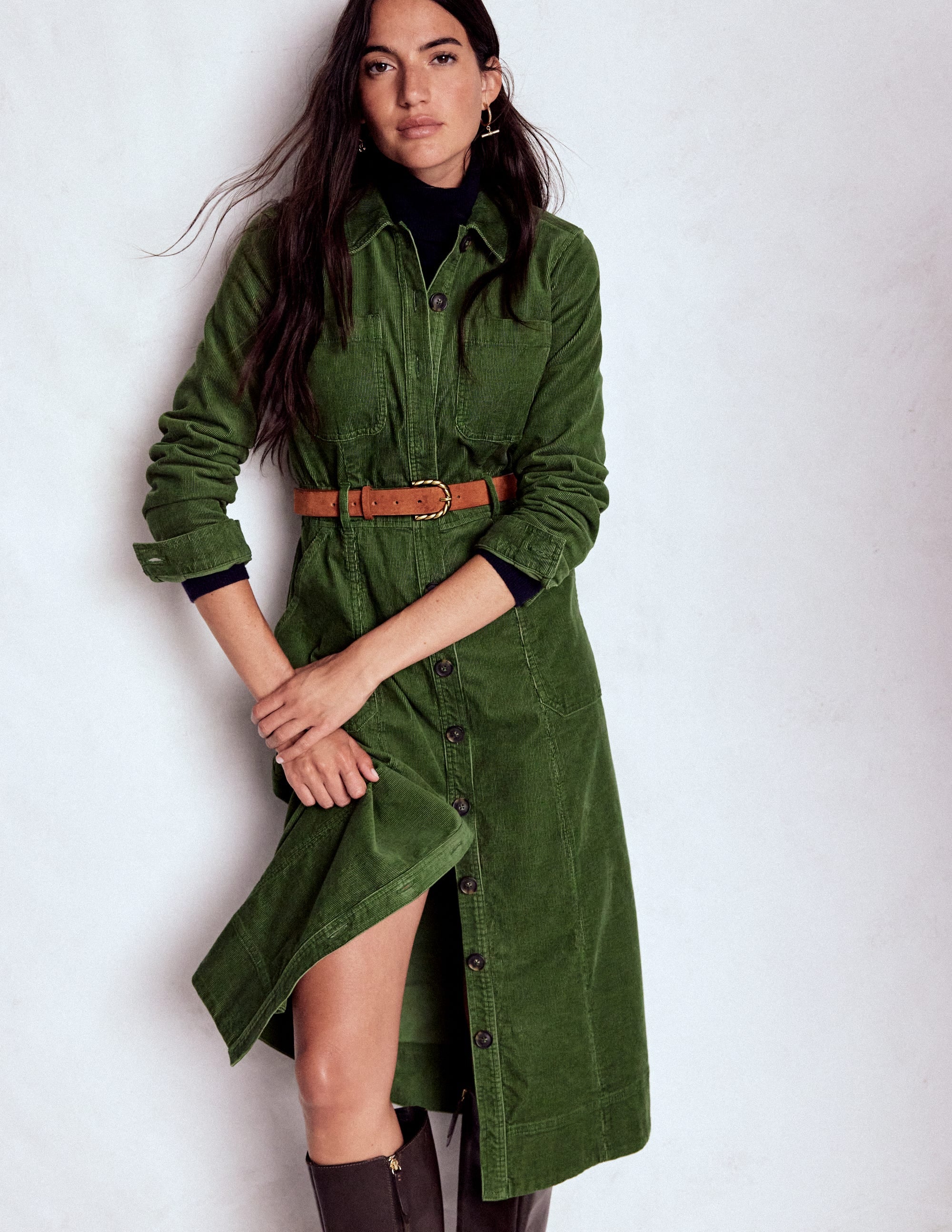 Amanda Midi-Cordkleid-Farn - Image 4
