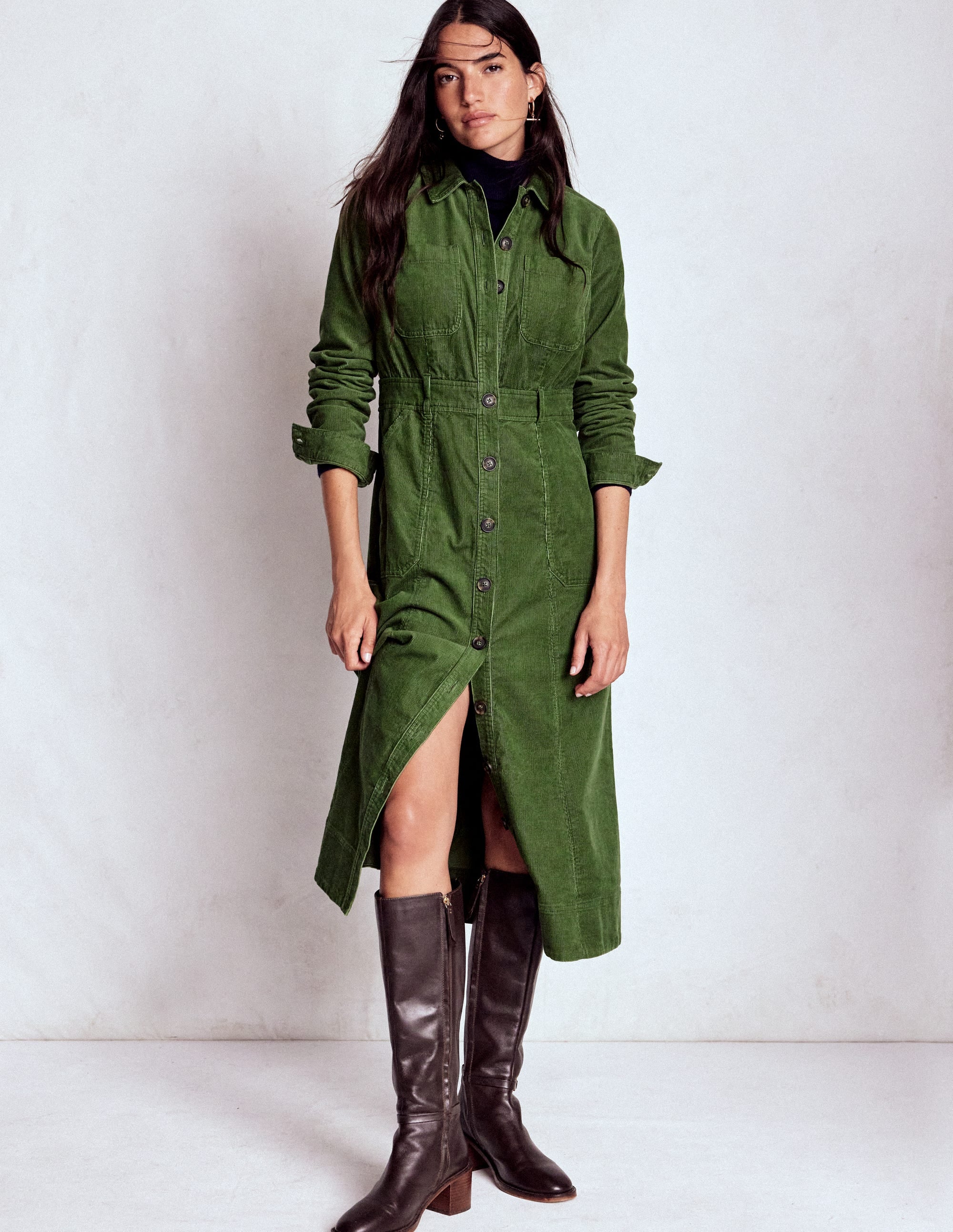 Amanda Midi-Cordkleid-Farn - Image 5