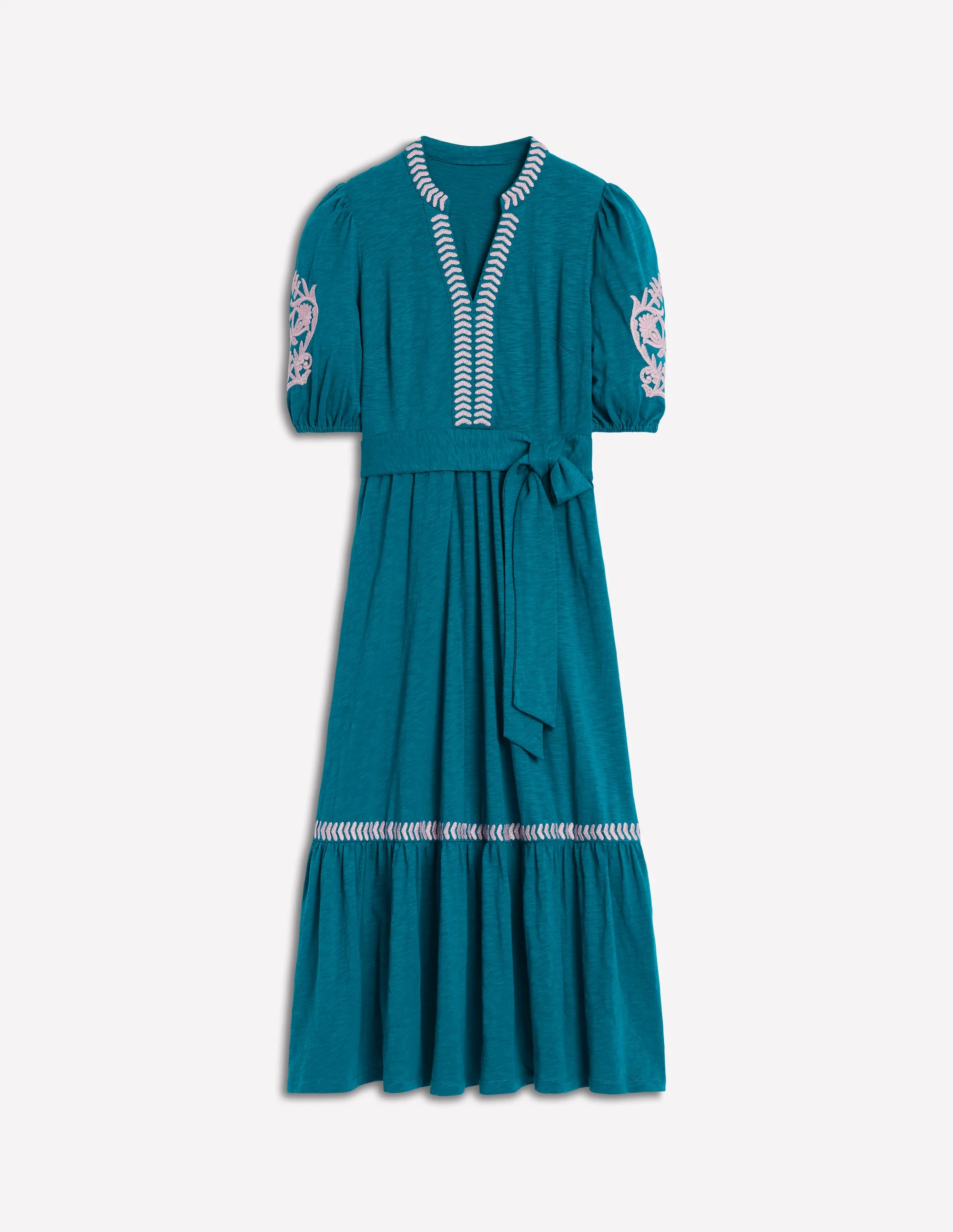 Amara Besticktes Jerseykleid-Tiefseeblau, Wiesenrosa - Image 6