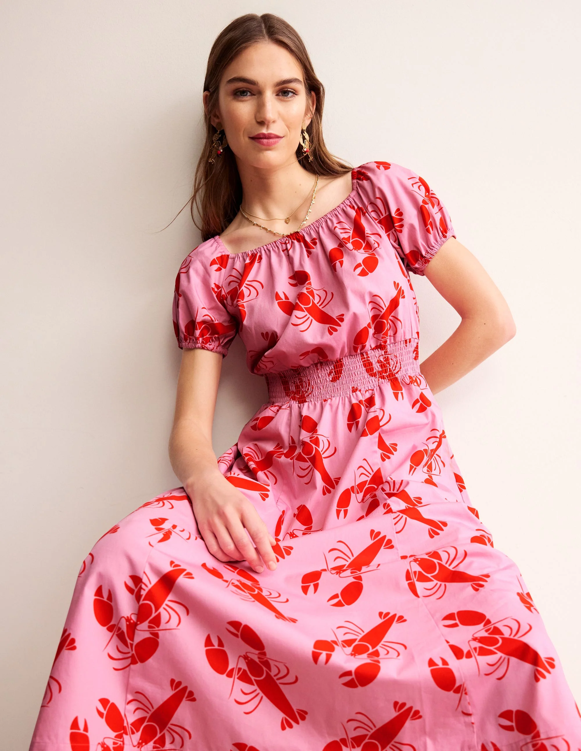Amber Baumwoll-Midikleid-Kaschmir Rose, Hummer - Image 2