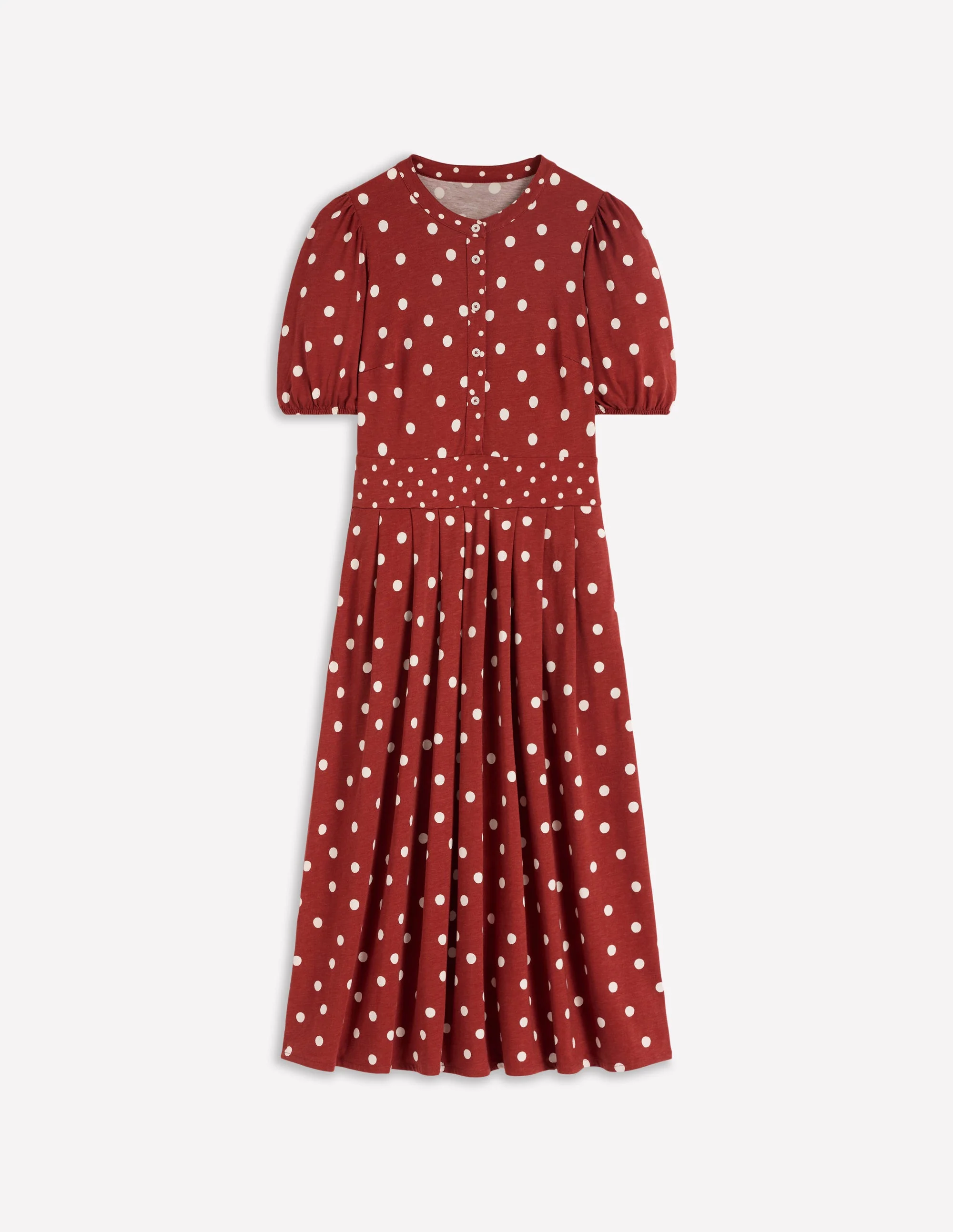 Amber Jersey-Midikleid mit Falten-Gebranntes Orange, Gemalte Tupfen - Image 7