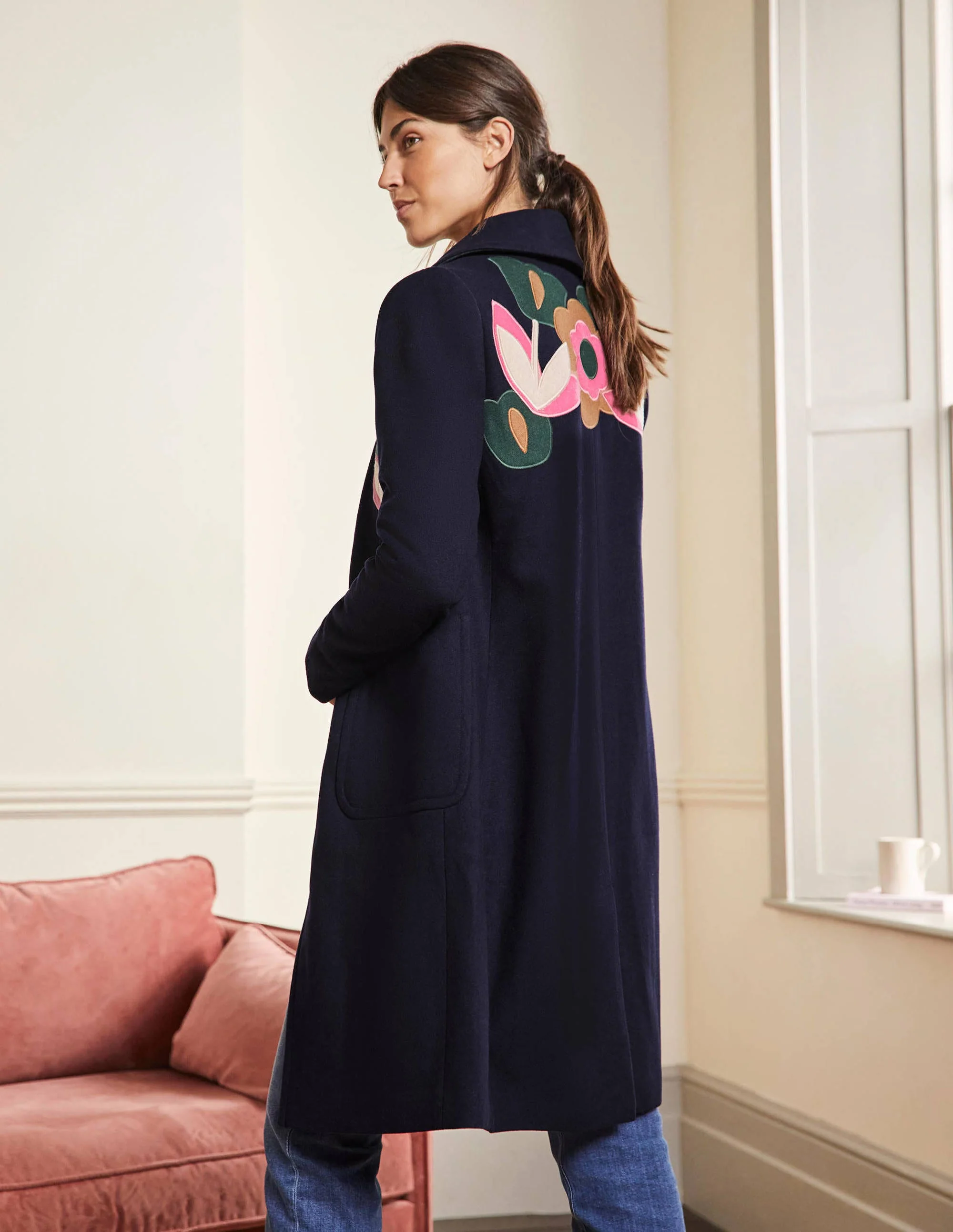 Amelia Wollmantel mit Applikation-Marineblau - Image 3