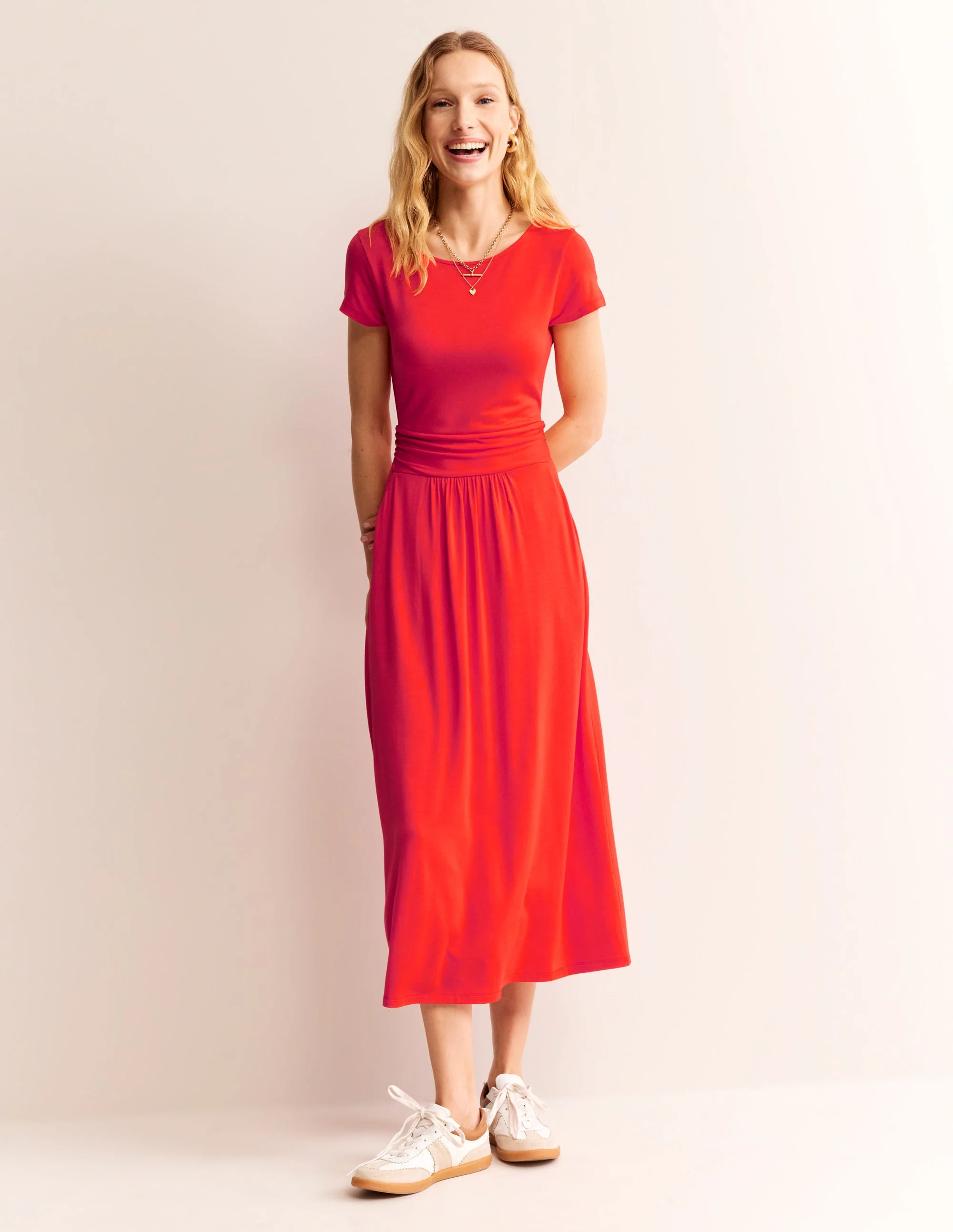 Amelie Jersey-Midikleid-Mohnblumenrot