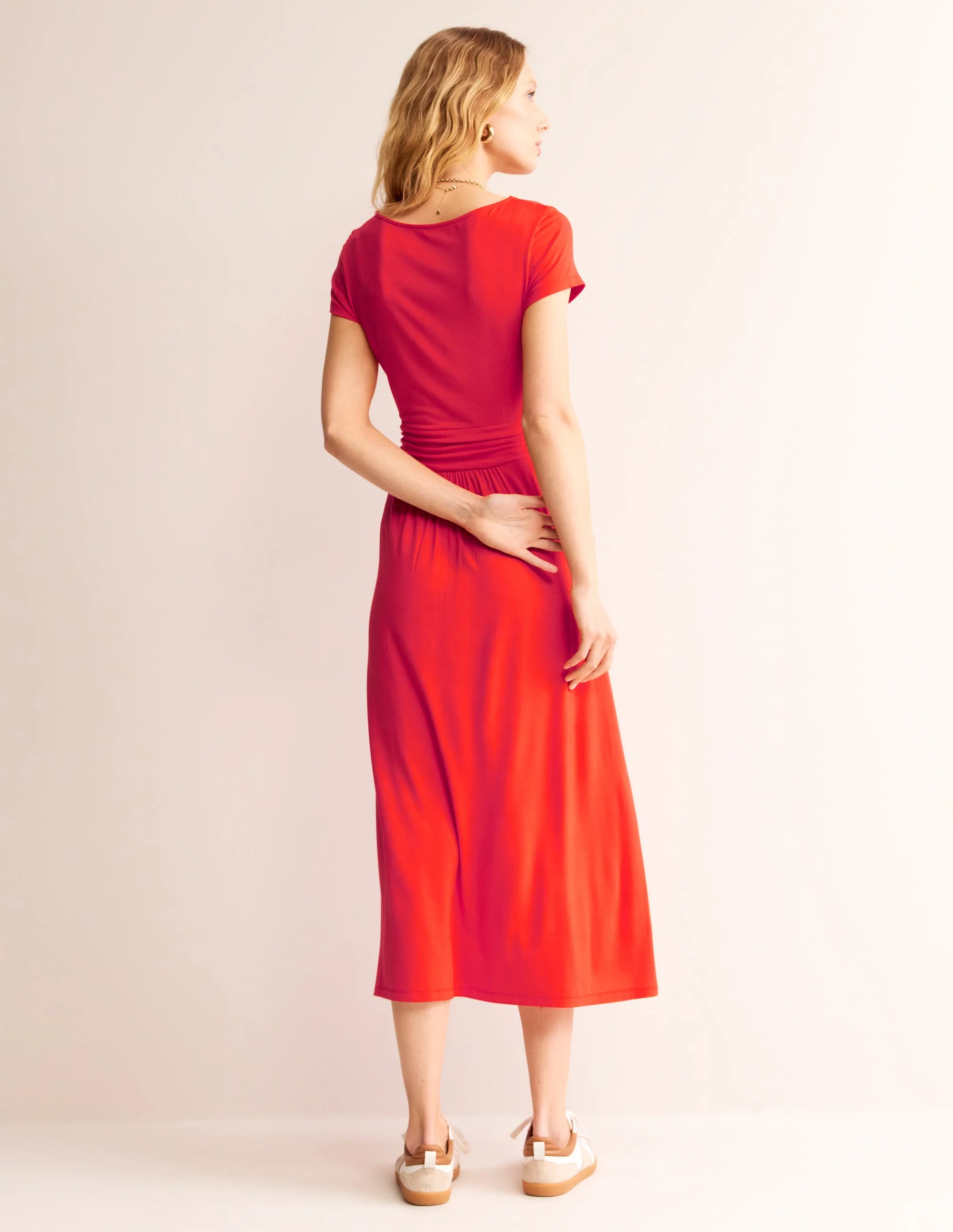 Amelie Jersey-Midikleid-Mohnblumenrot - Image 3