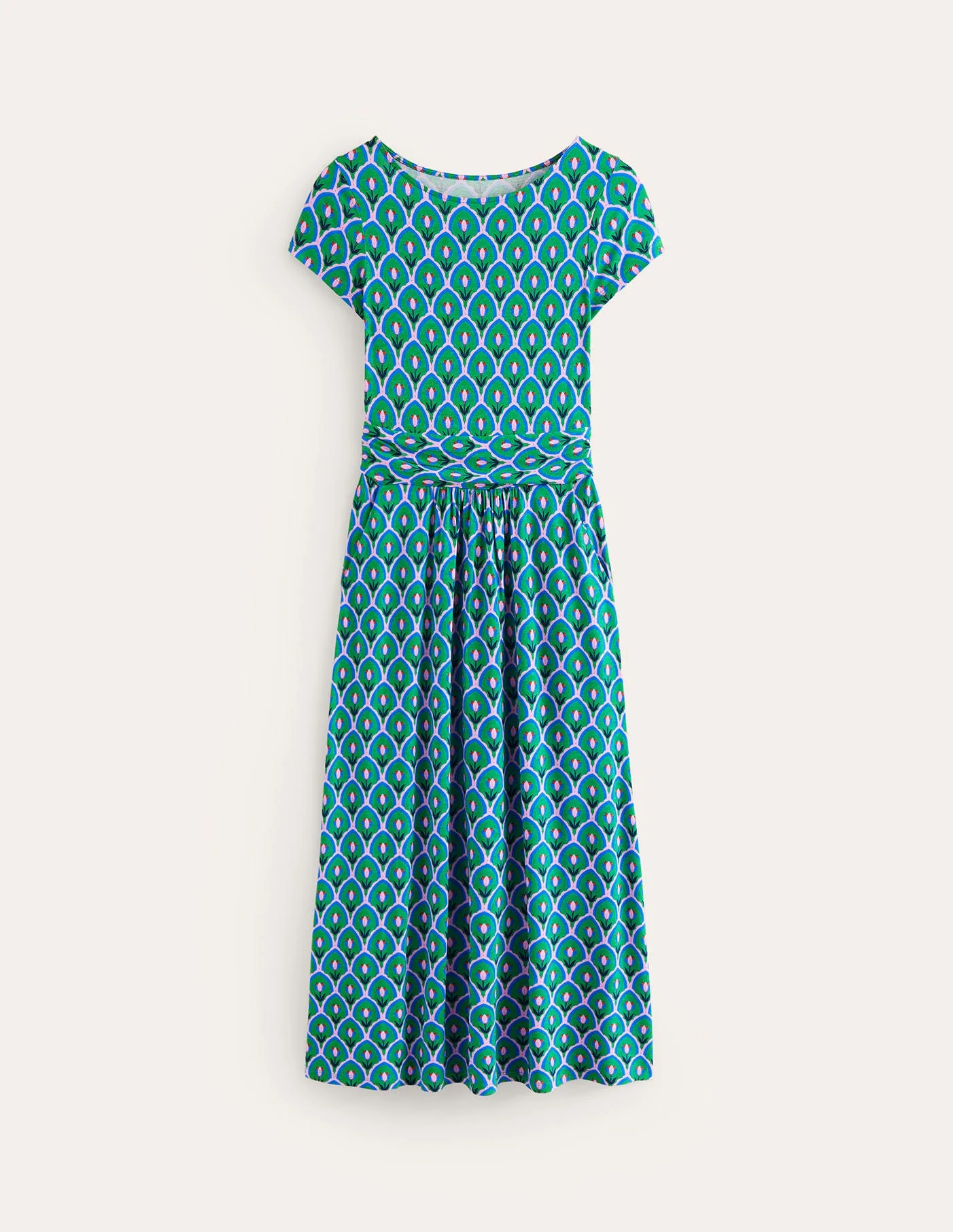 Amelie Jersey-Midikleid-Smaragdgrün, Tulpe Muschelsaum - Image 6