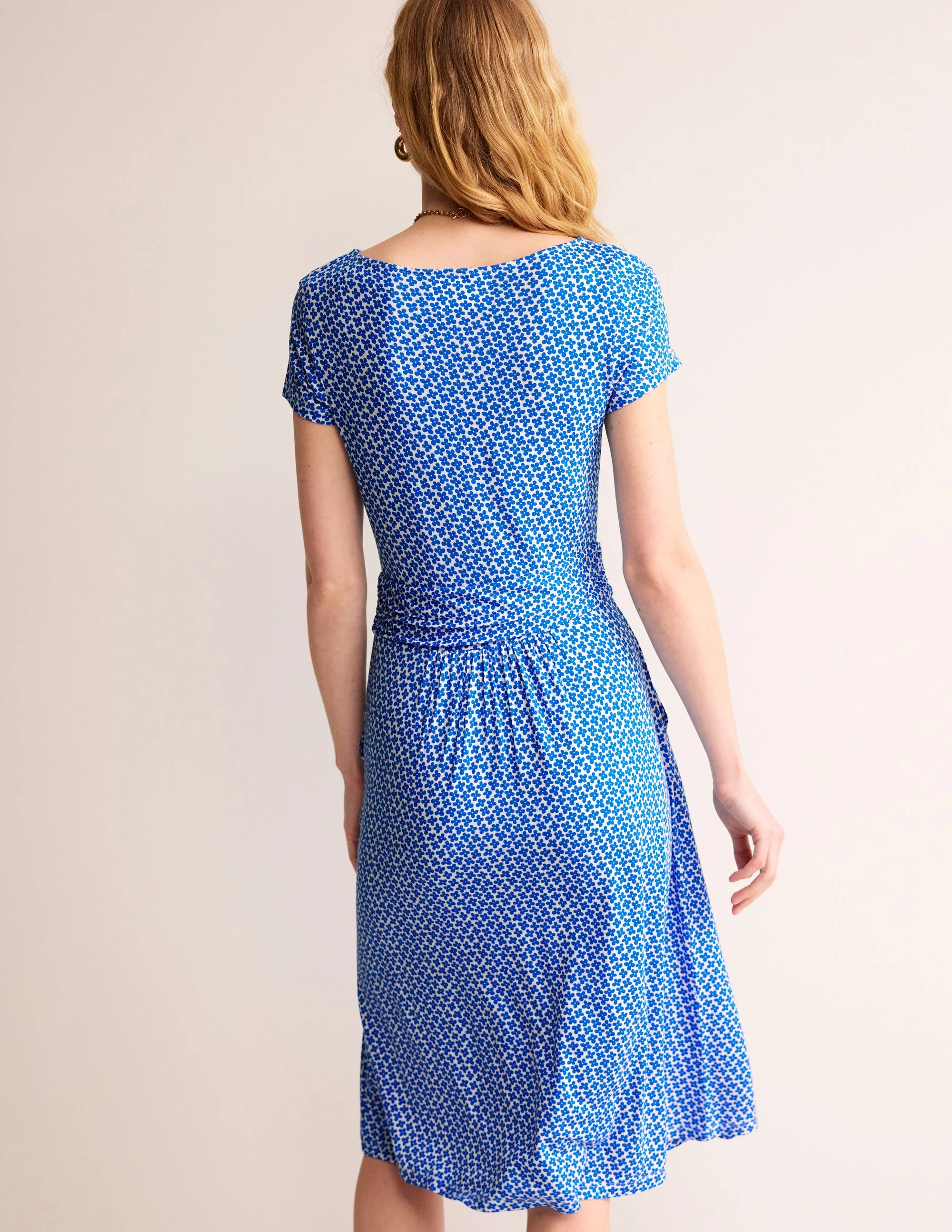 Amelie Jerseykleid-Brillantblau, Gänseblümchen - Image 4
