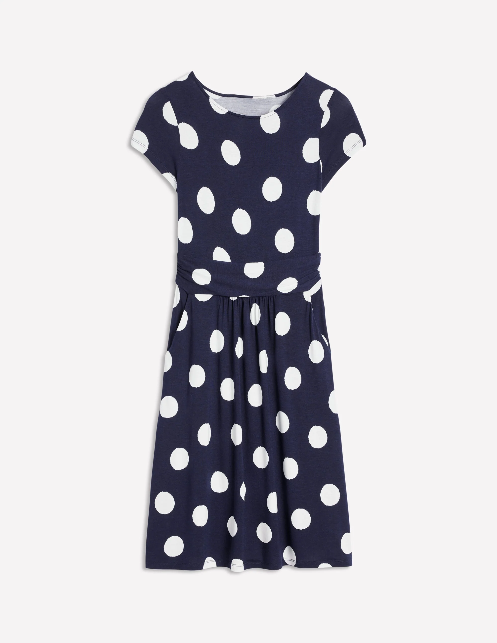 Amelie Jerseykleid-Französisches Marineblau, Abstrakte Punkte - Image 5