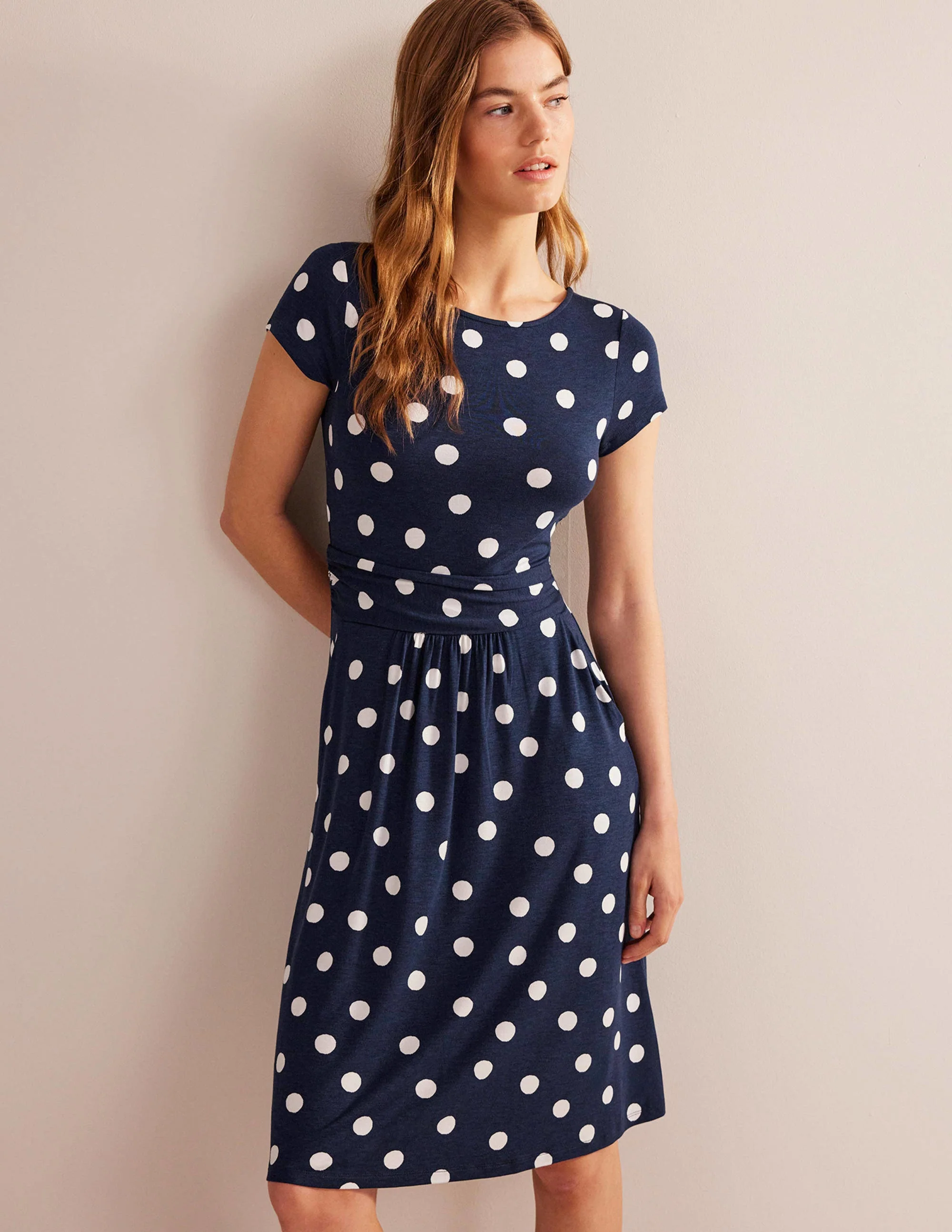 Amelie Jerseykleid-Französisches Marineblau, Farbflecken