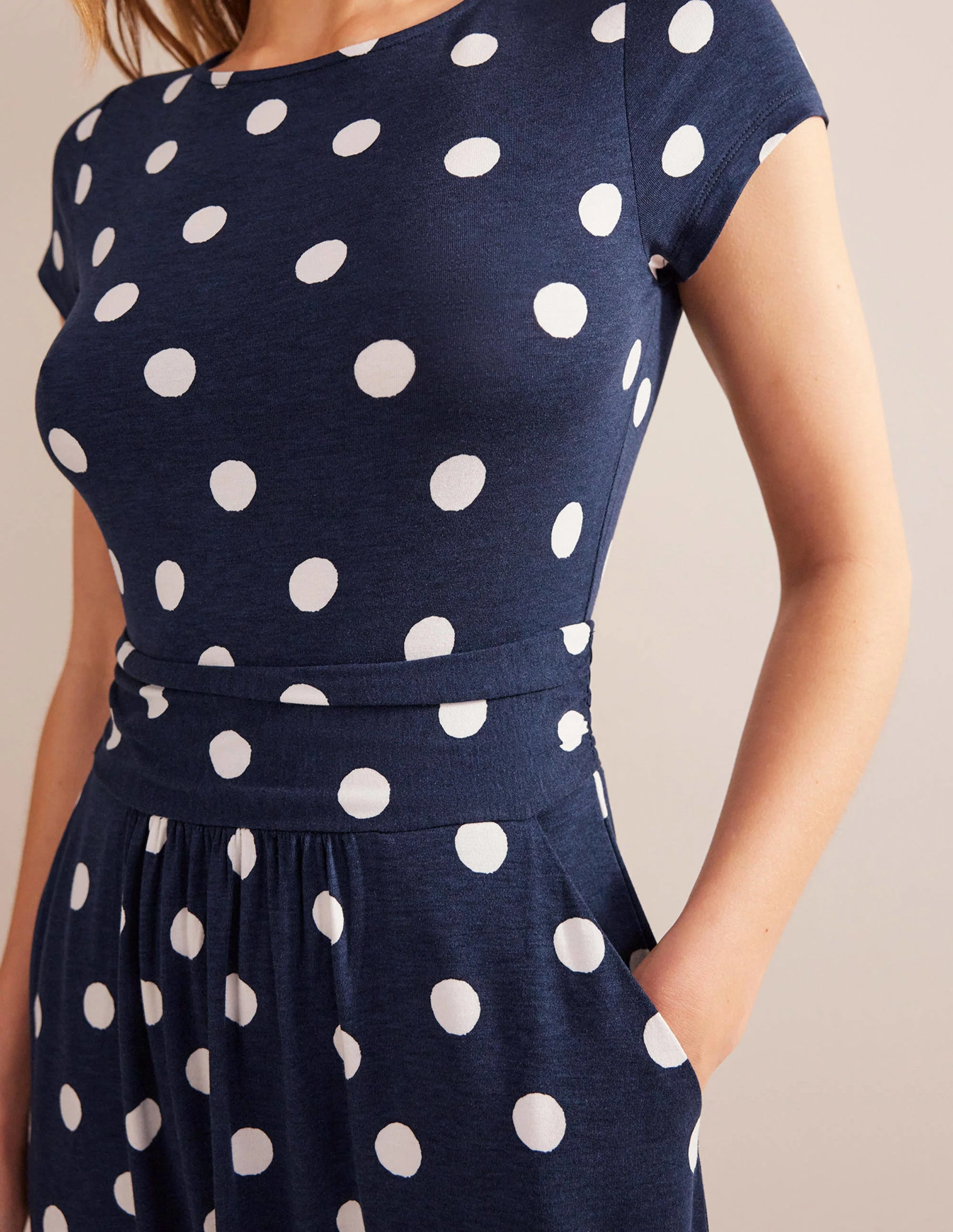 Amelie Jerseykleid-Französisches Marineblau, Farbflecken - Image 2