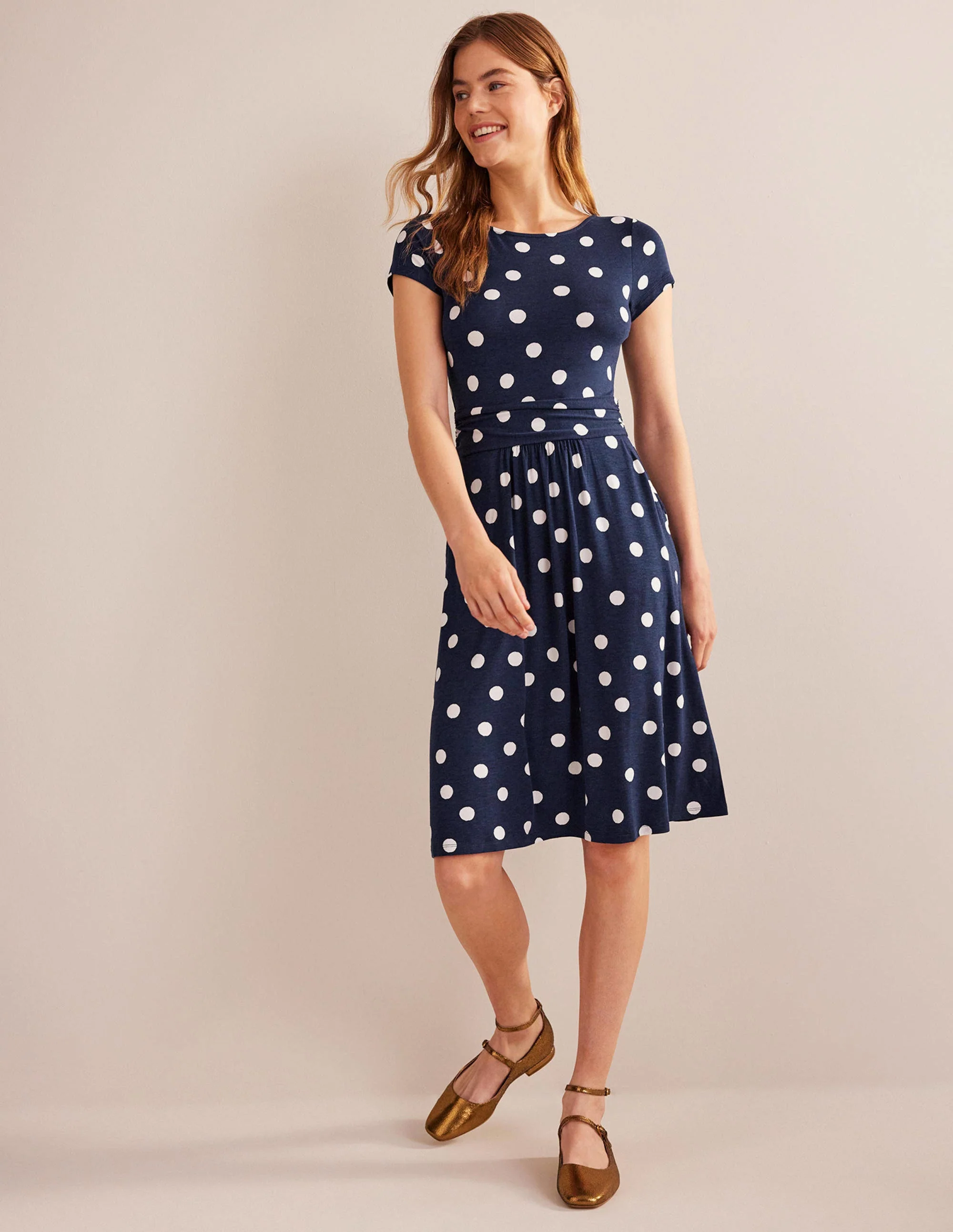 Amelie Jerseykleid-Französisches Marineblau, Farbflecken - Image 4