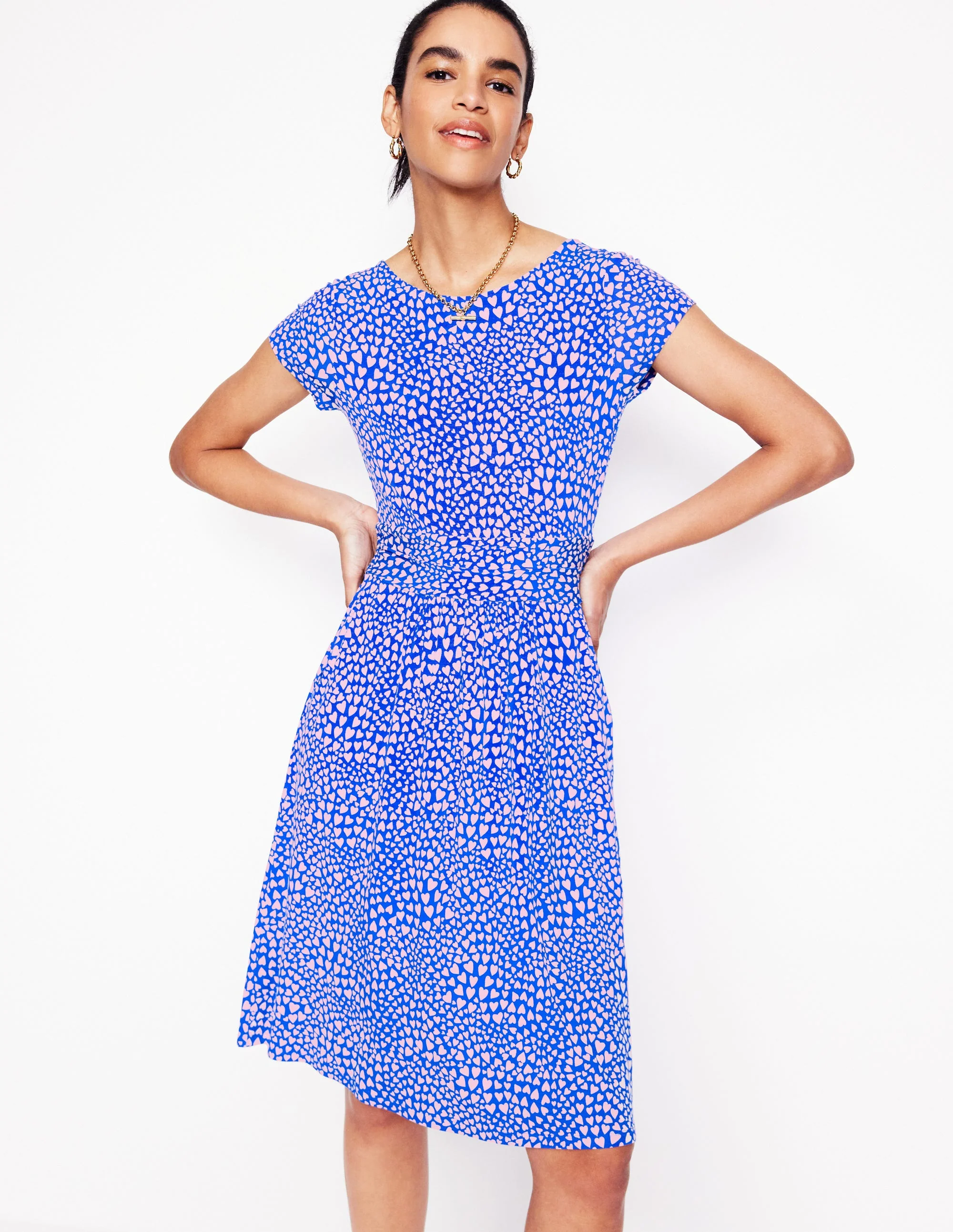 Amelie Jerseykleid-Galerie-Blau, Paisley-Herz