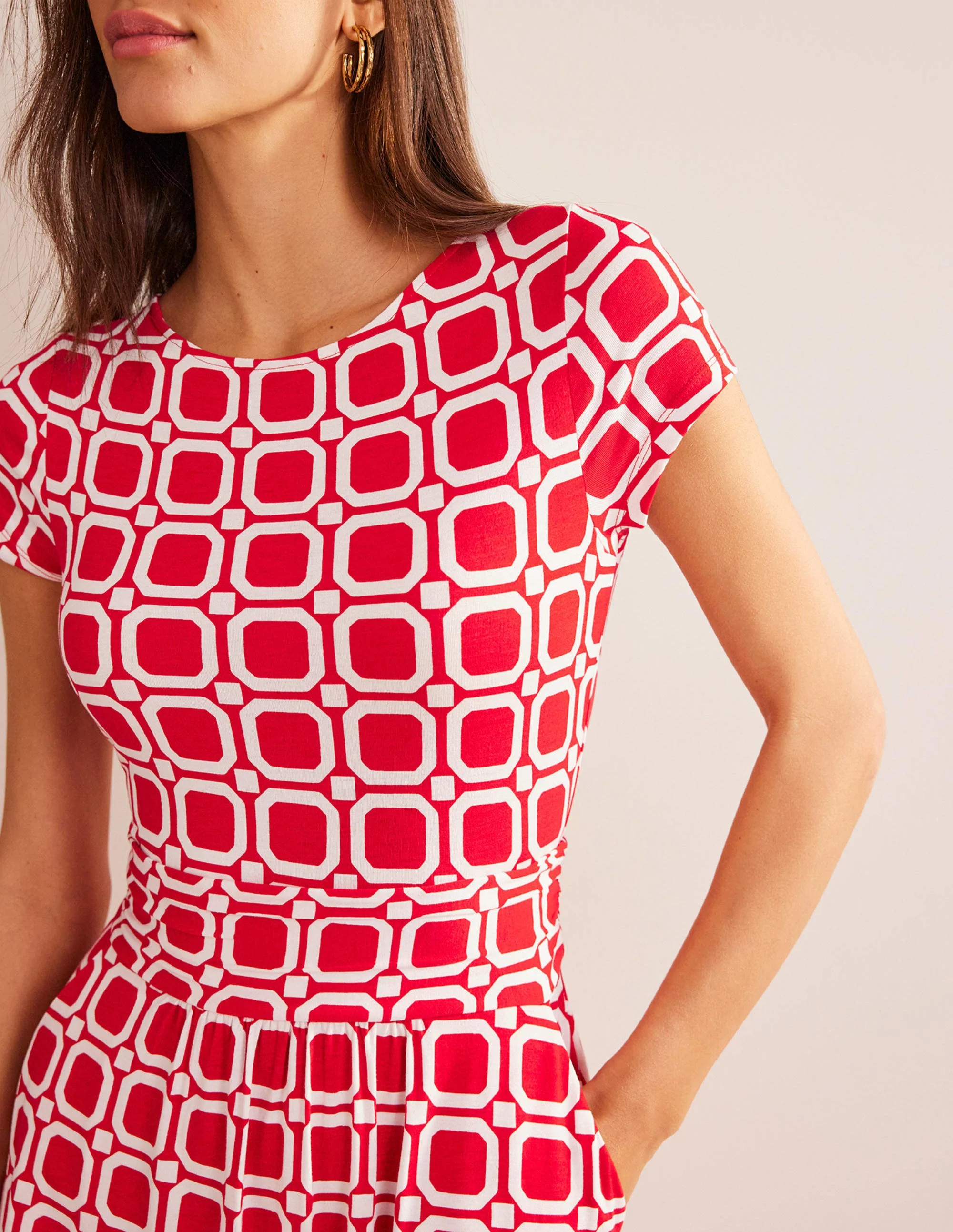 Amelie Jerseykleid-Pepperoni, Block Würfel - Image 2