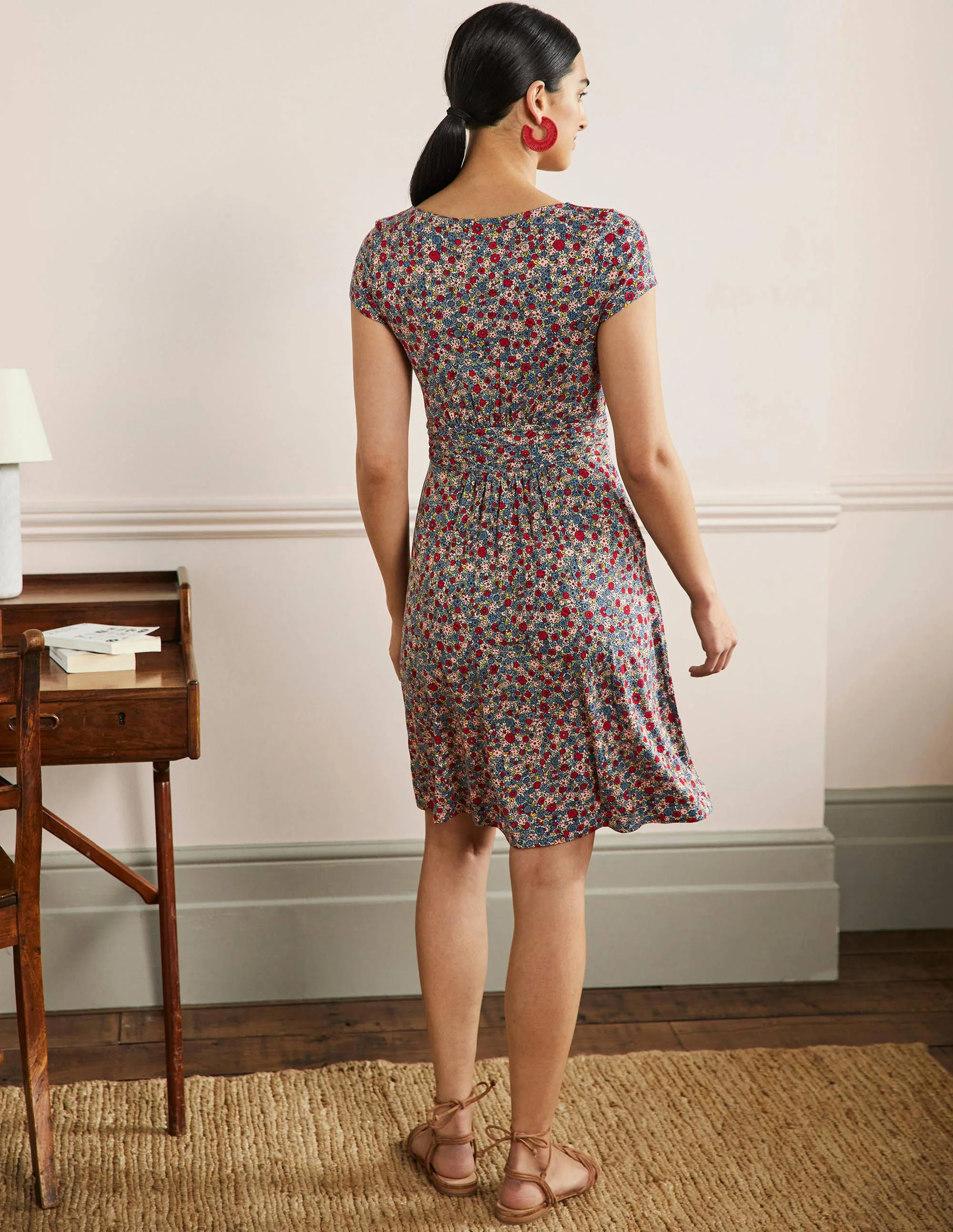 Amelie Jerseykleid-Rivierablau, Gruppierte Blumen - Image 3