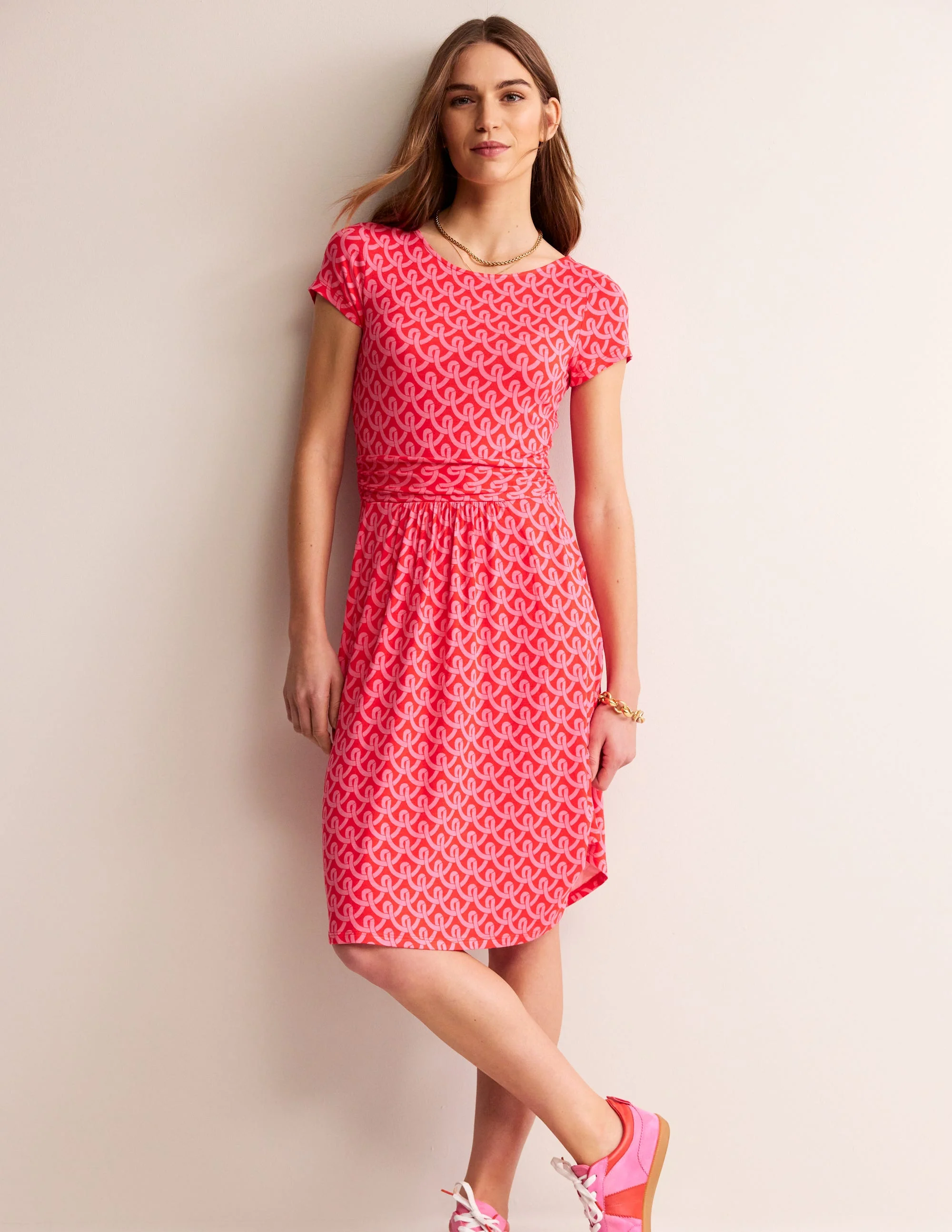 Amelie Jerseykleid-Sangria Sunset Pink, Geo Terrace - Image 4