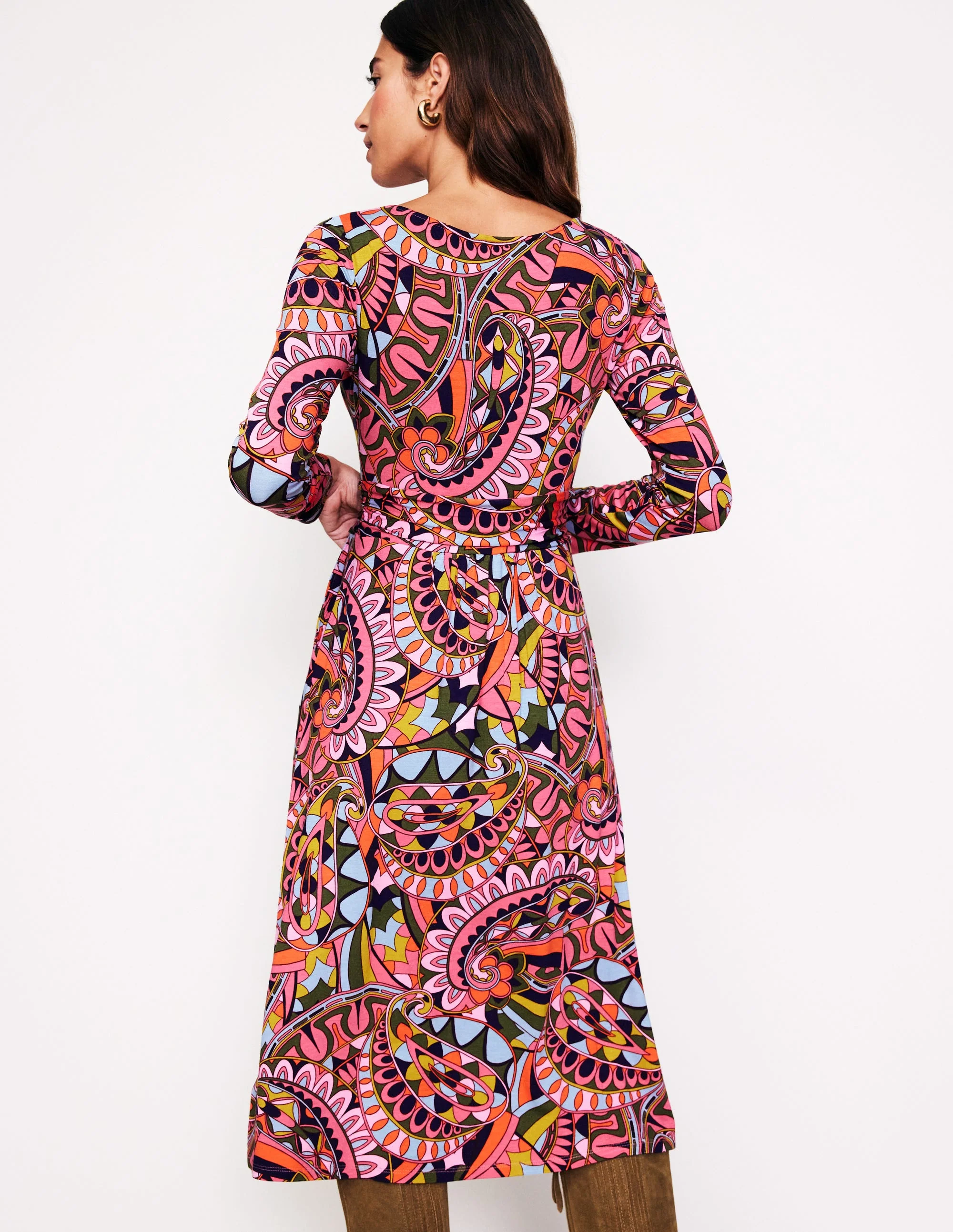 Amelie Langärmeliges Midikleid-Mehrfarbig, kaleidoskopisches Paisley - Image 3