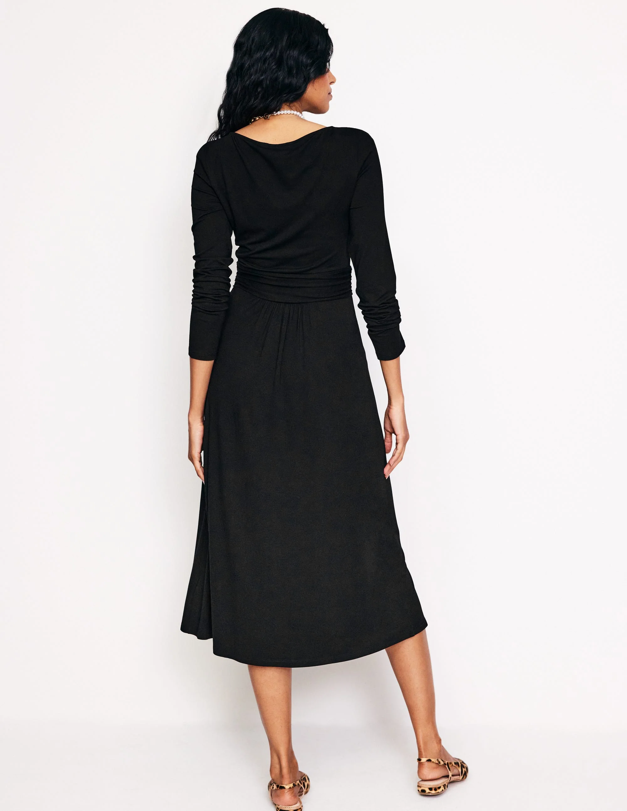 Amelie Langärmeliges Midikleid-Schwarz - Image 3