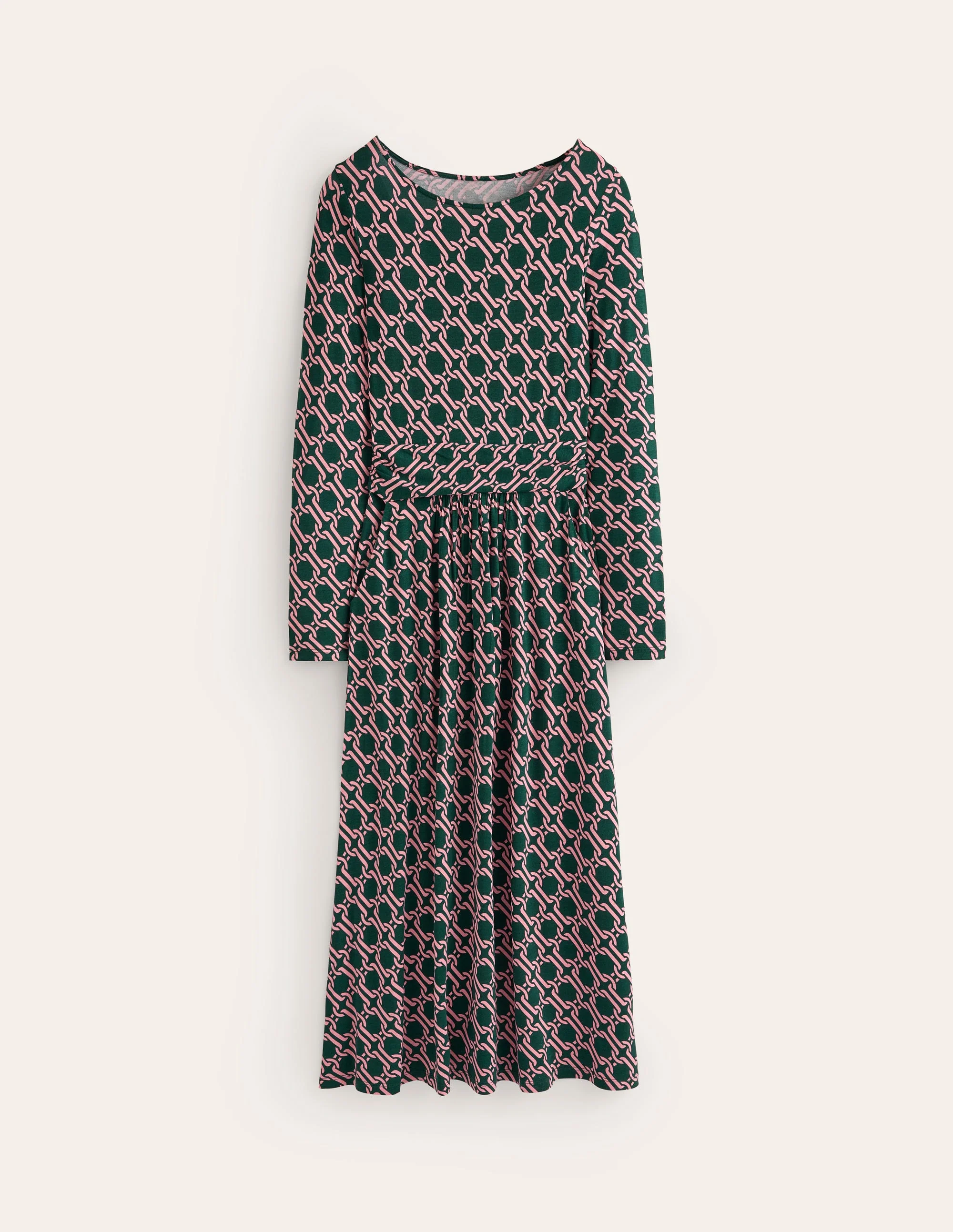 Amelie Langärmeliges Midikleid-Waldwiese, Motiv Chain Geo - Image 6