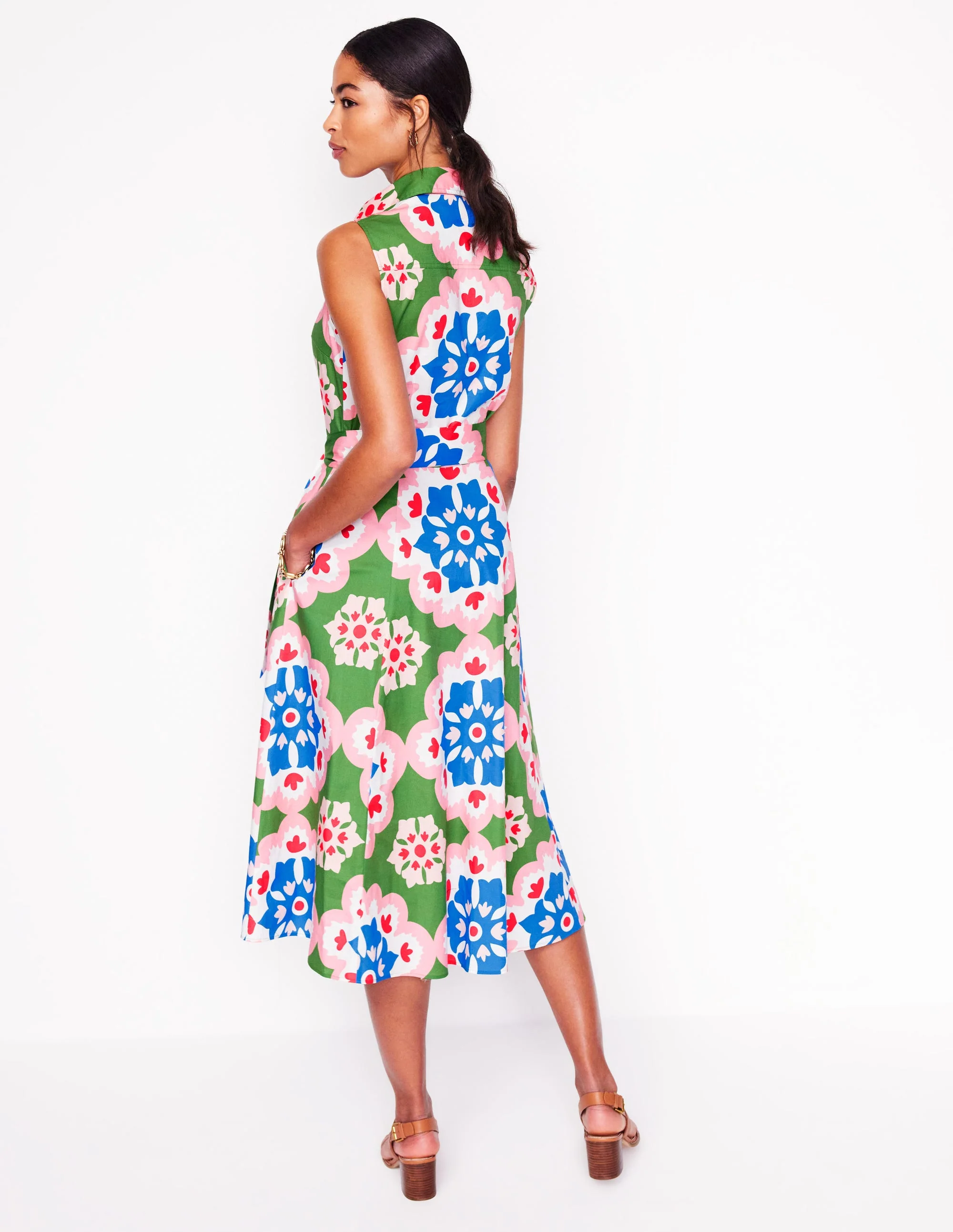 Amy Ärmelloses Hemdblusenkleid-Bunt, Geometrisches Blüten-Muster - Image 3