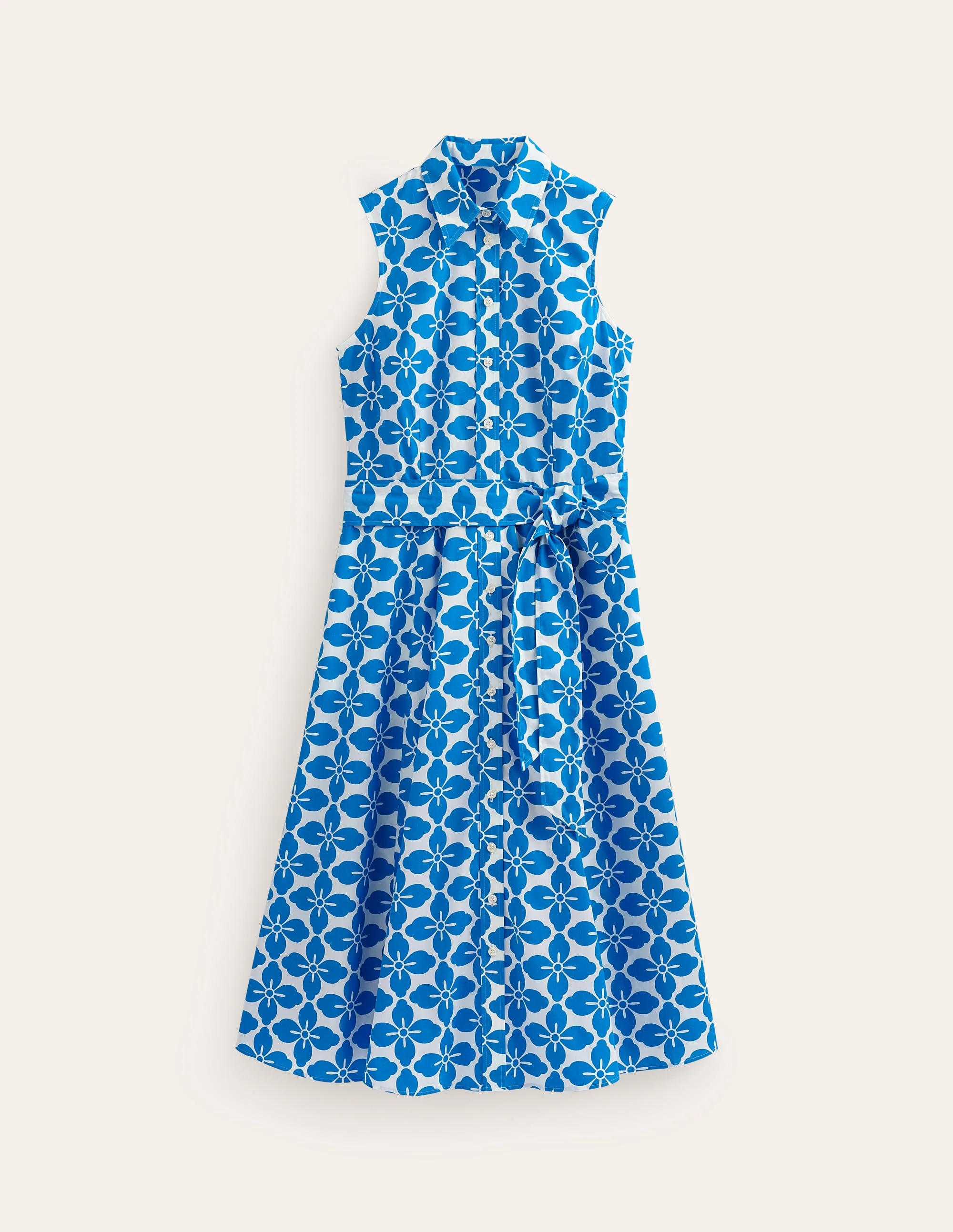 Amy Ärmelloses Hemdblusenkleid-Indigofink, Blumenmuster Kachel - Image 5