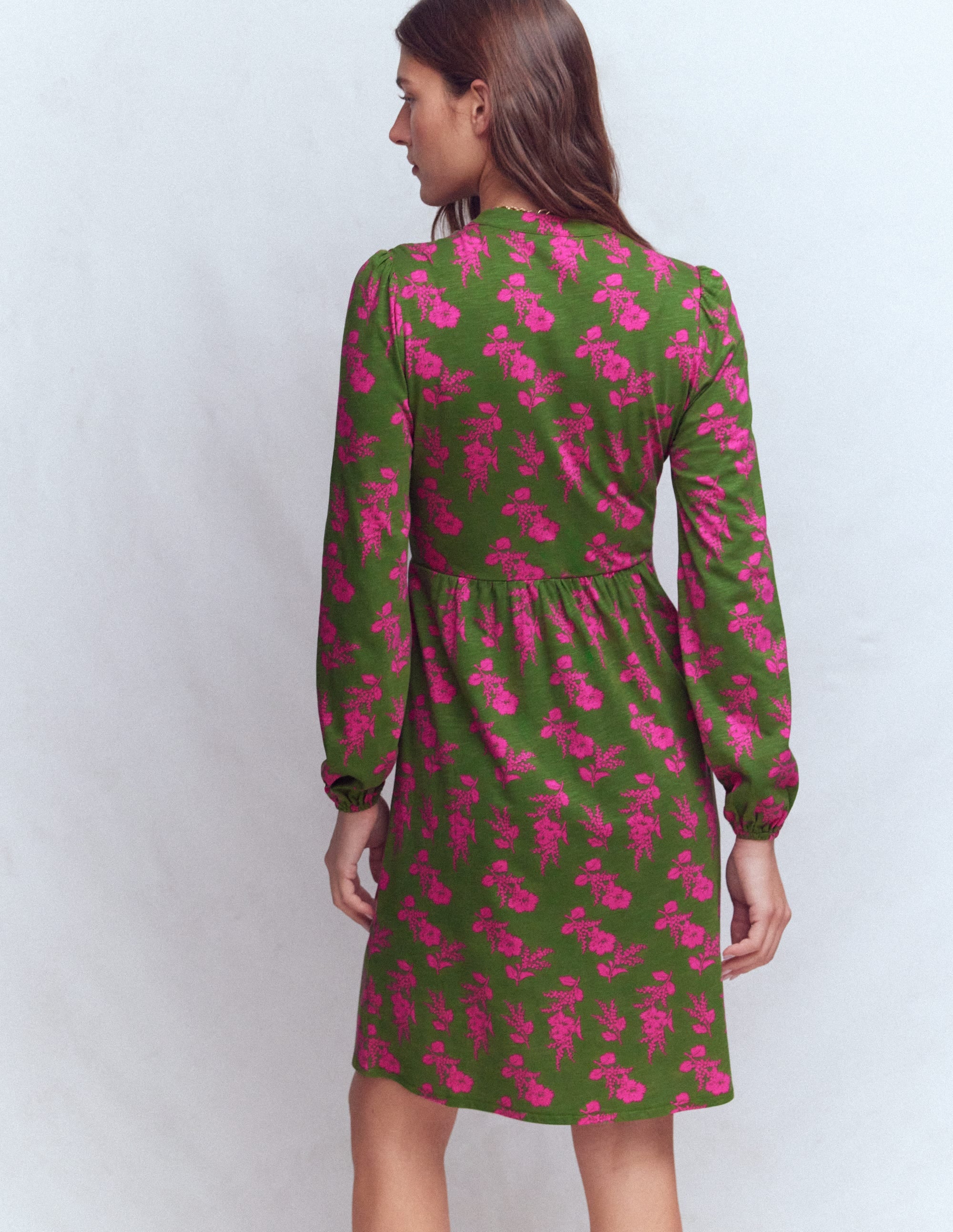 Amy Kurzes Jerseykleid-Olivgrün, Blühender Zweig - Image 4