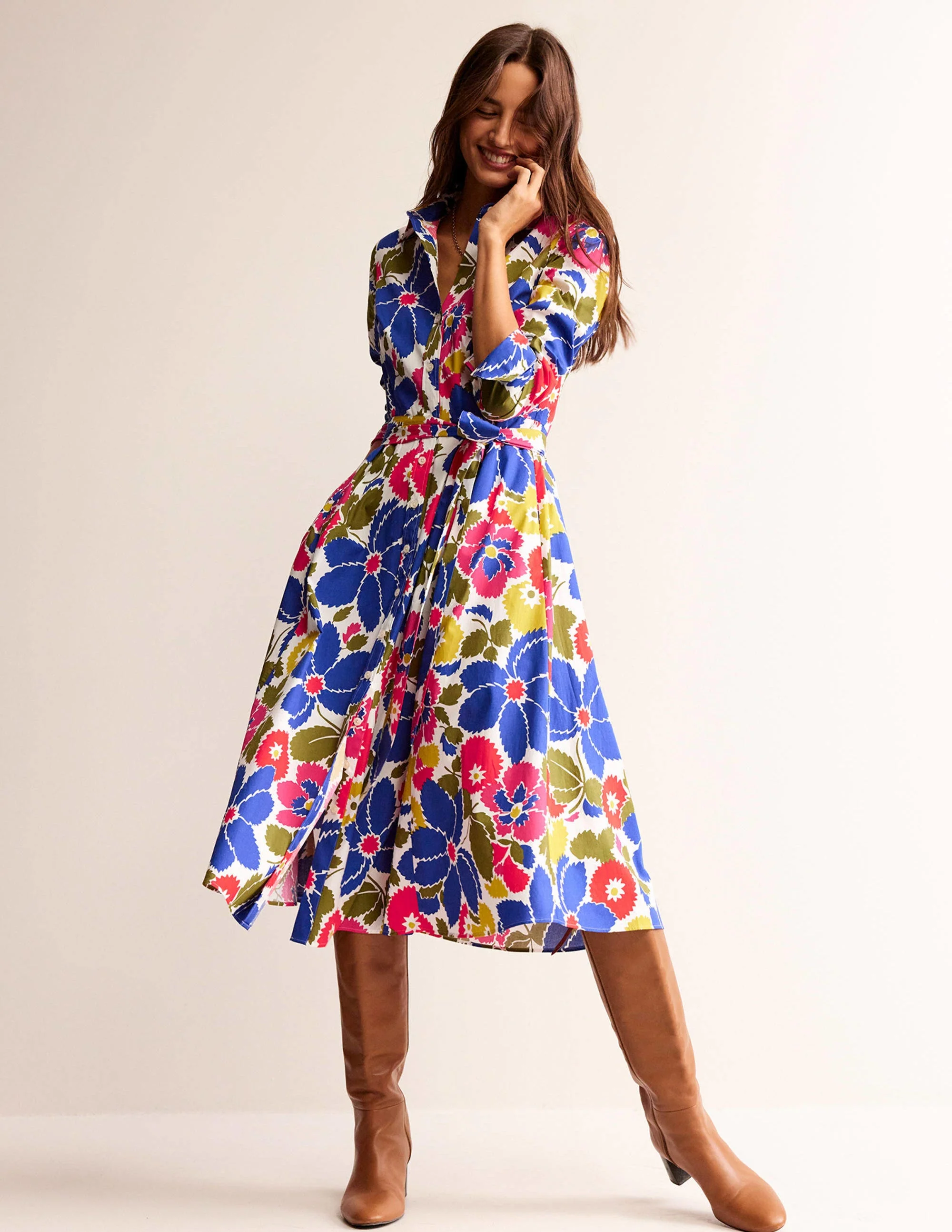 Amy Midi-Hemdblusenkleid aus Baumwolle-Bunt, Bloomsbury Pop - Image 4