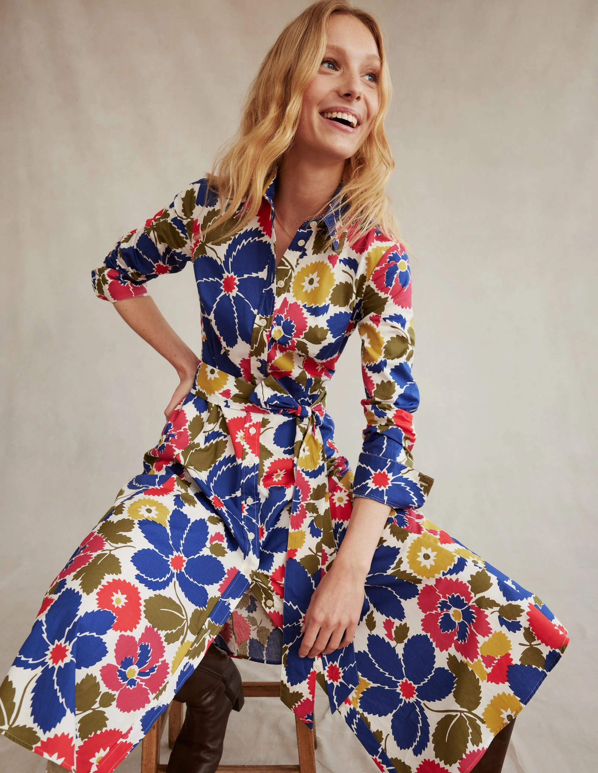 Amy Midi-Hemdblusenkleid aus Baumwolle-Bunt, Bloomsbury Pop - Image 5