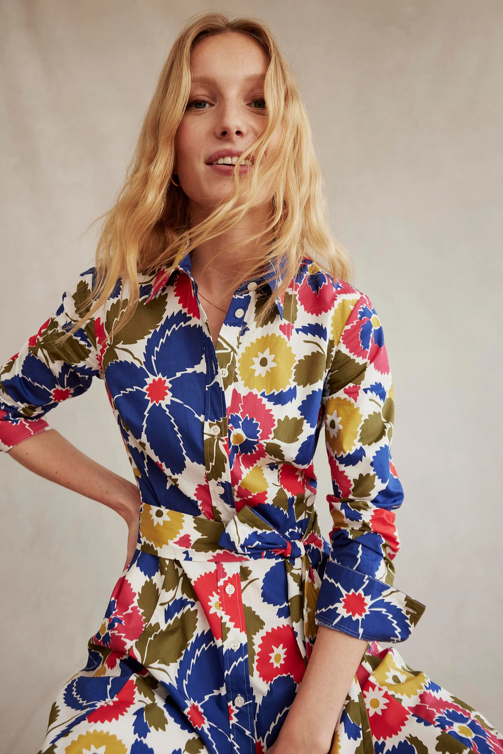 Amy Midi-Hemdblusenkleid aus Baumwolle-Bunt, Bloomsbury Pop - Image 6