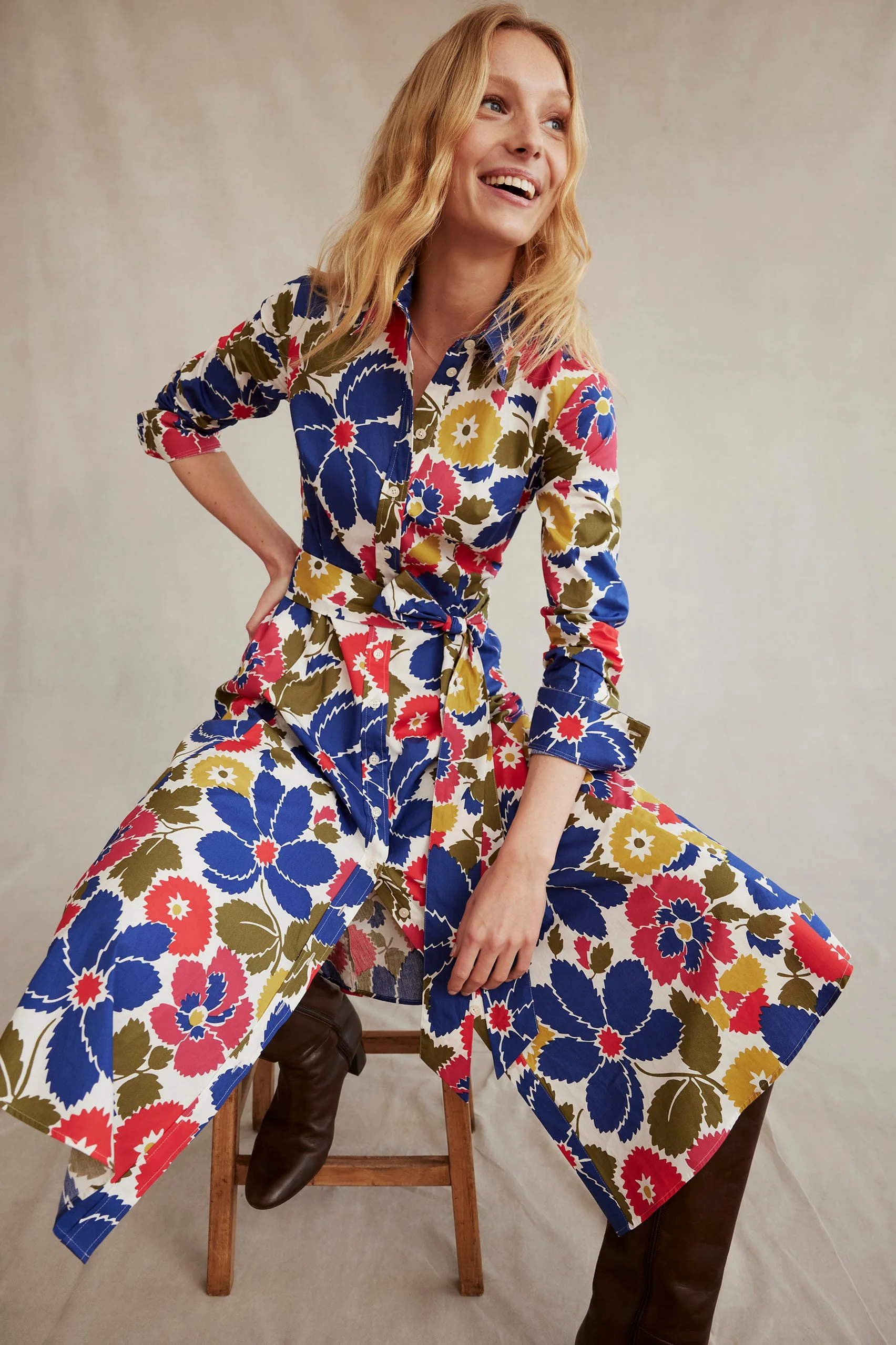 Amy Midi-Hemdblusenkleid aus Baumwolle-Bunt, Bloomsbury Pop - Image 7