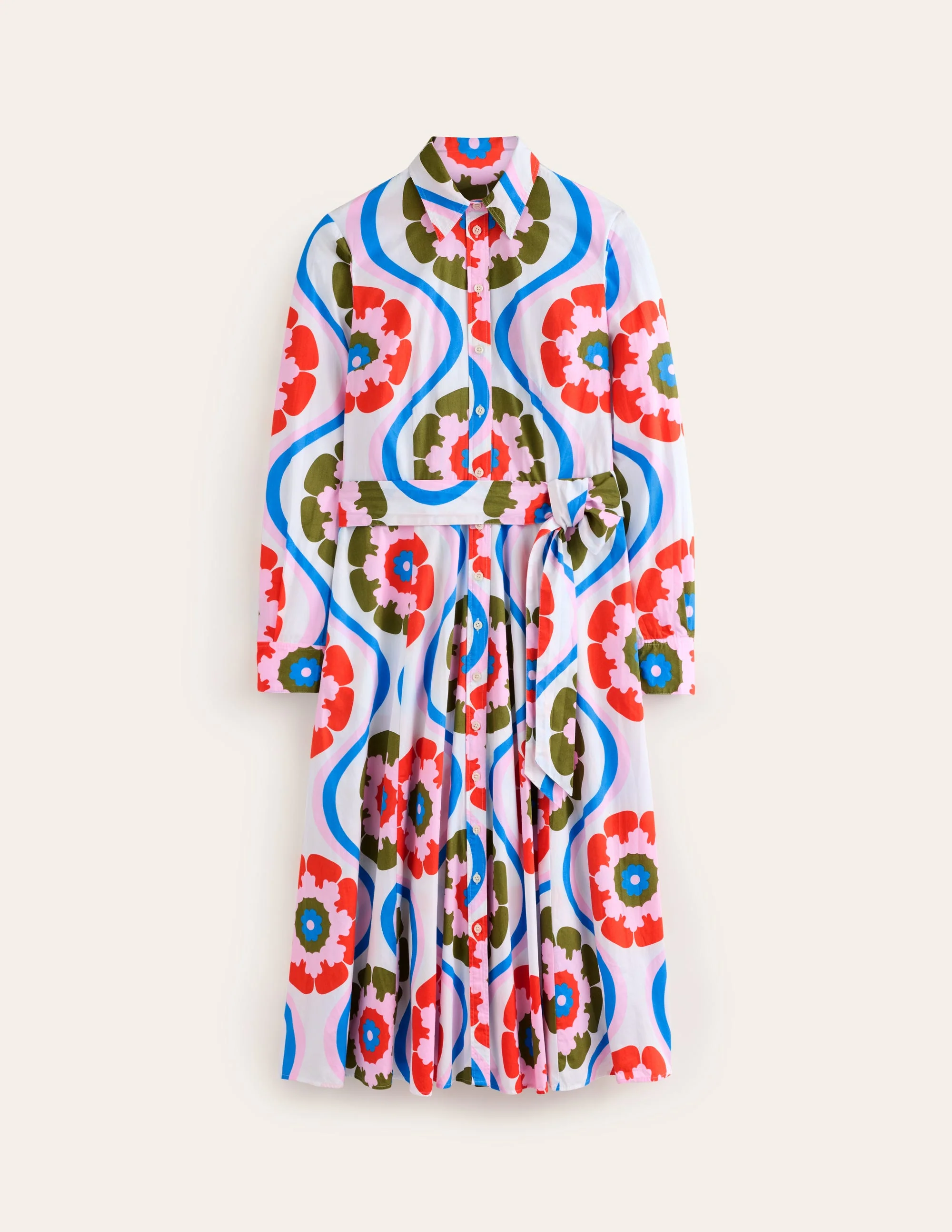 Amy Midi-Hemdblusenkleid aus Baumwolle-Bunt, Geo Blütenblatt - Image 6