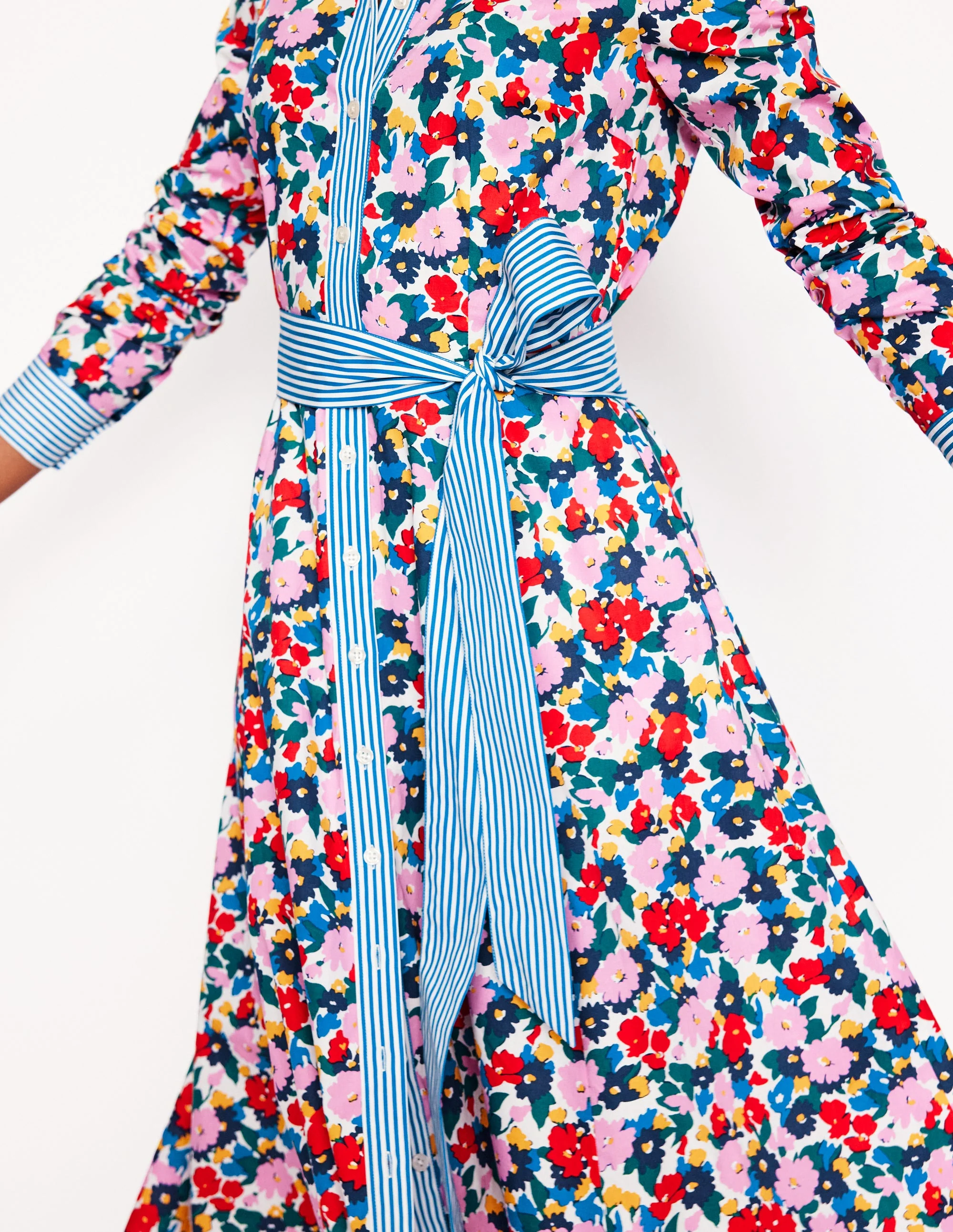 Amy Midi-Hemdblusenkleid aus Baumwolle-Bunt, Malerische Wiese - Image 2