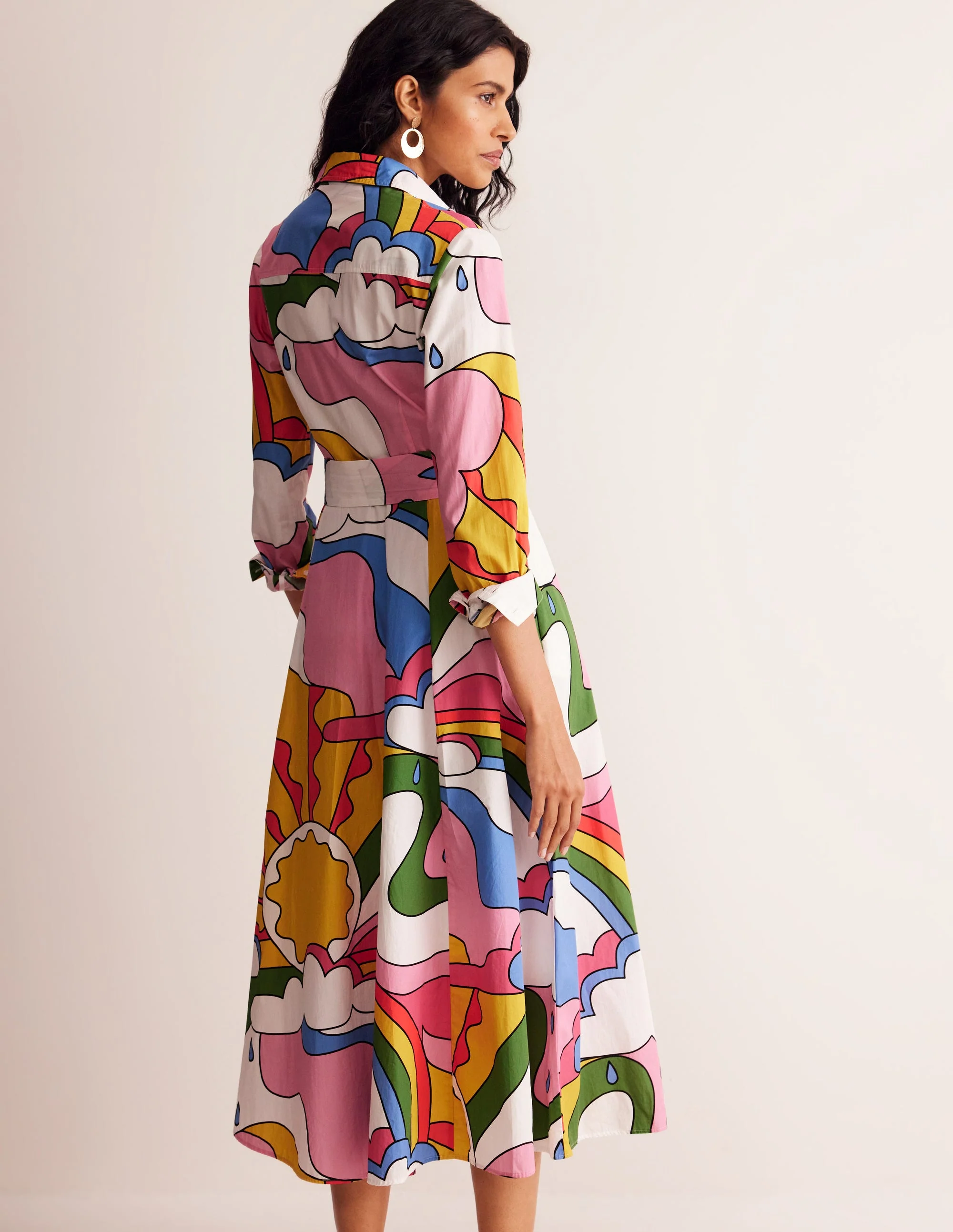 Amy Midi-Hemdblusenkleid aus Baumwolle-Bunt, Sonnenschein - Image 3