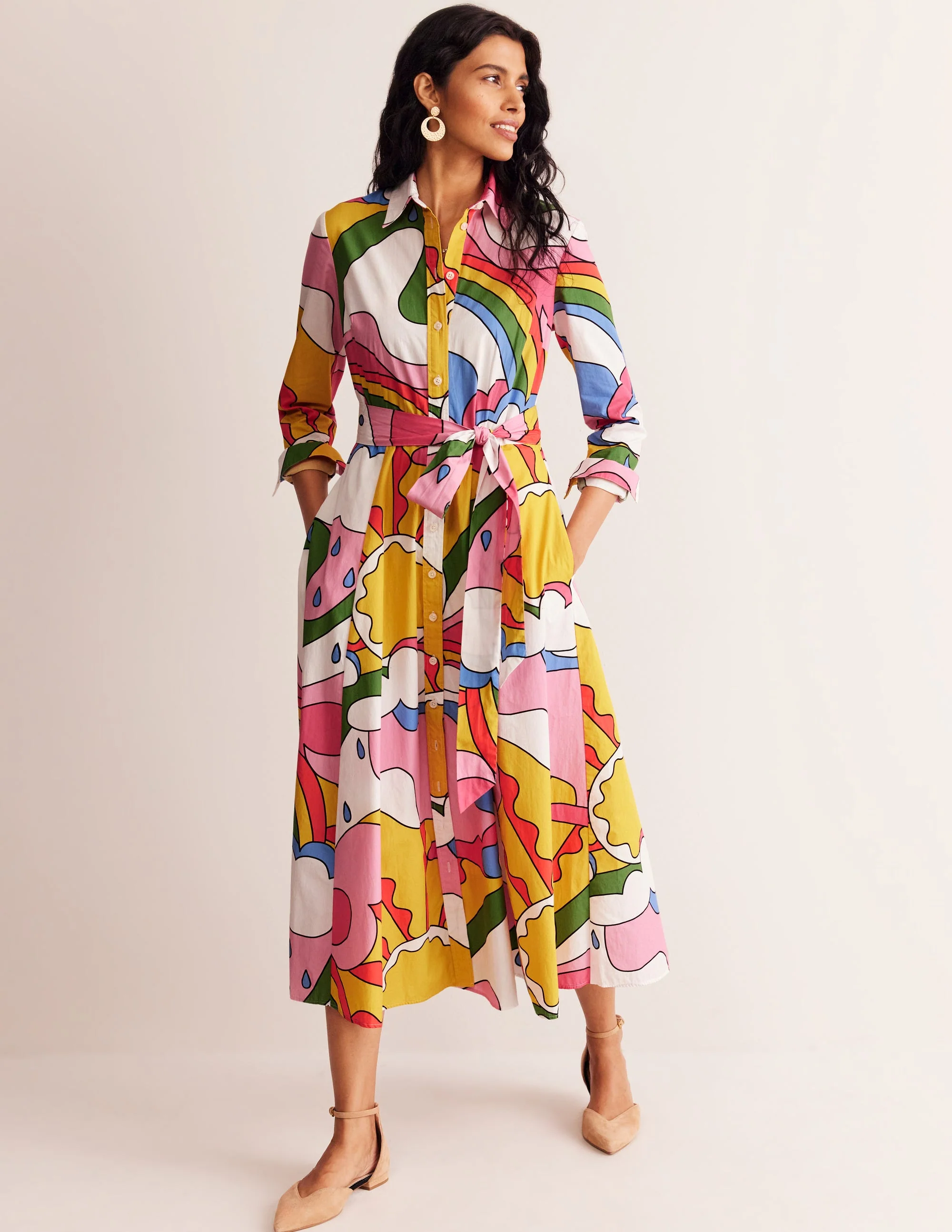 Amy Midi-Hemdblusenkleid aus Baumwolle-Bunt, Sonnenschein - Image 4