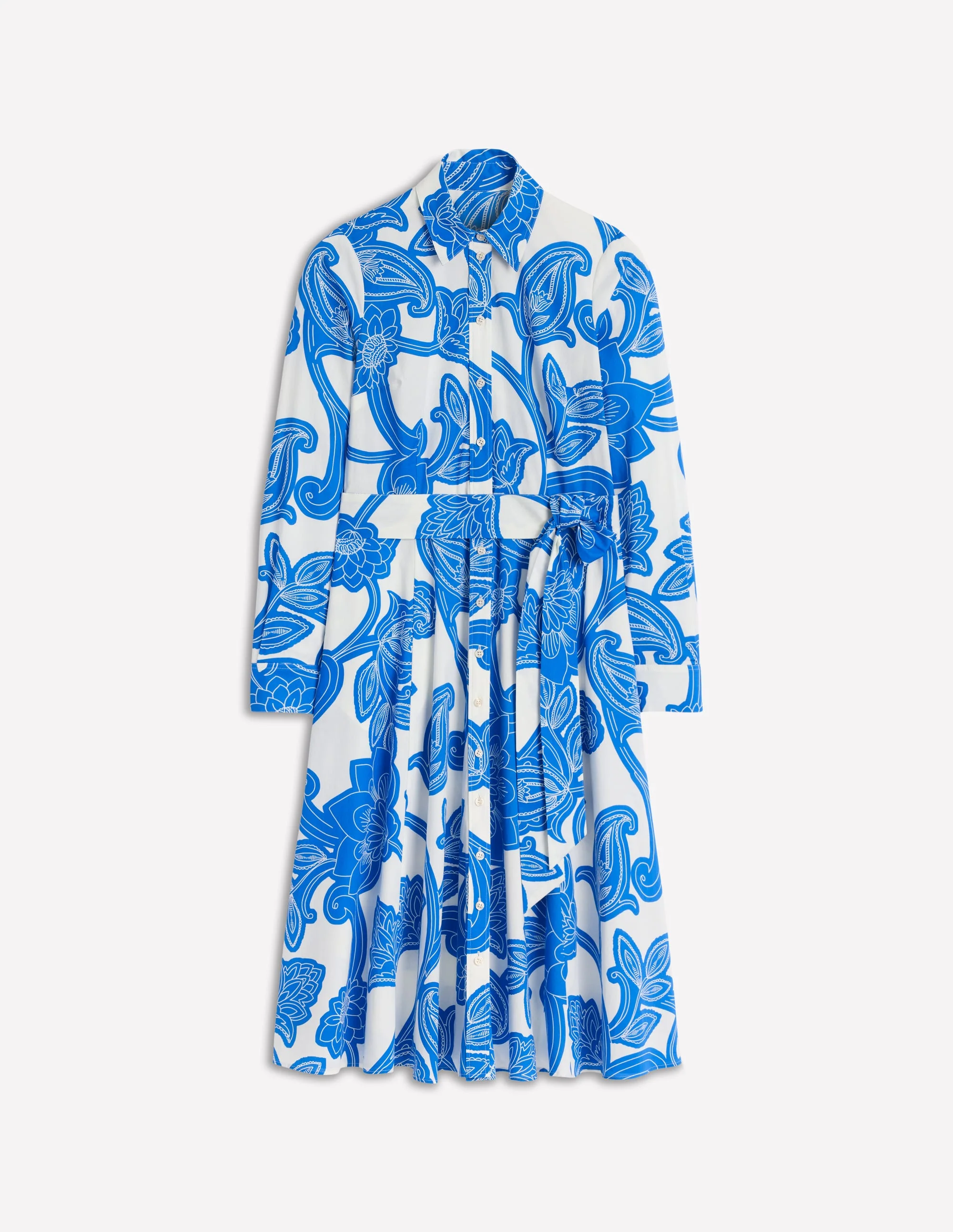Amy Midi-Hemdblusenkleid aus Baumwolle-Himmelblau, Paisley-Wirbel - Image 5