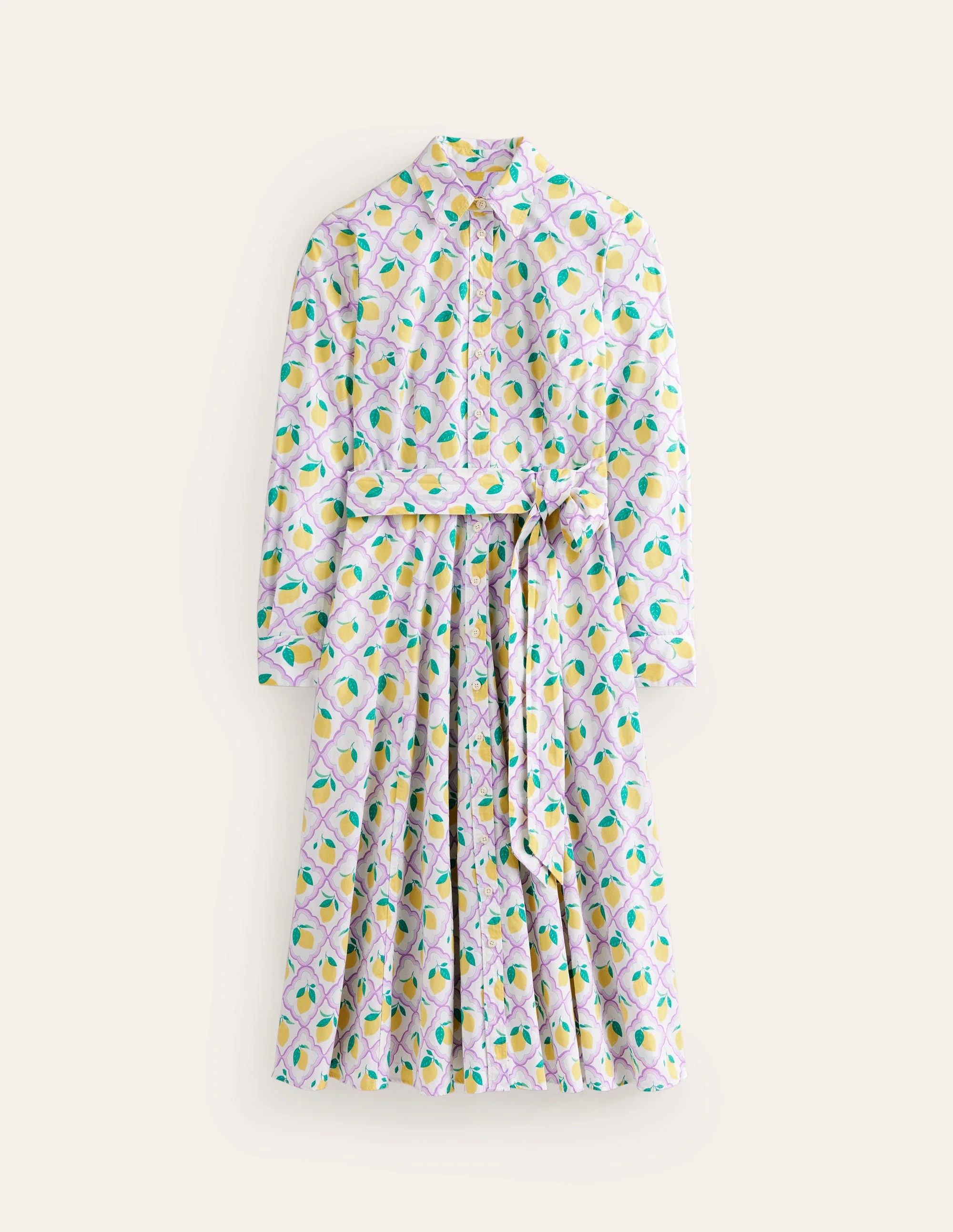 Amy Midi-Hemdblusenkleid aus Baumwolle-Lavendel, Zitronenhain - Image 6