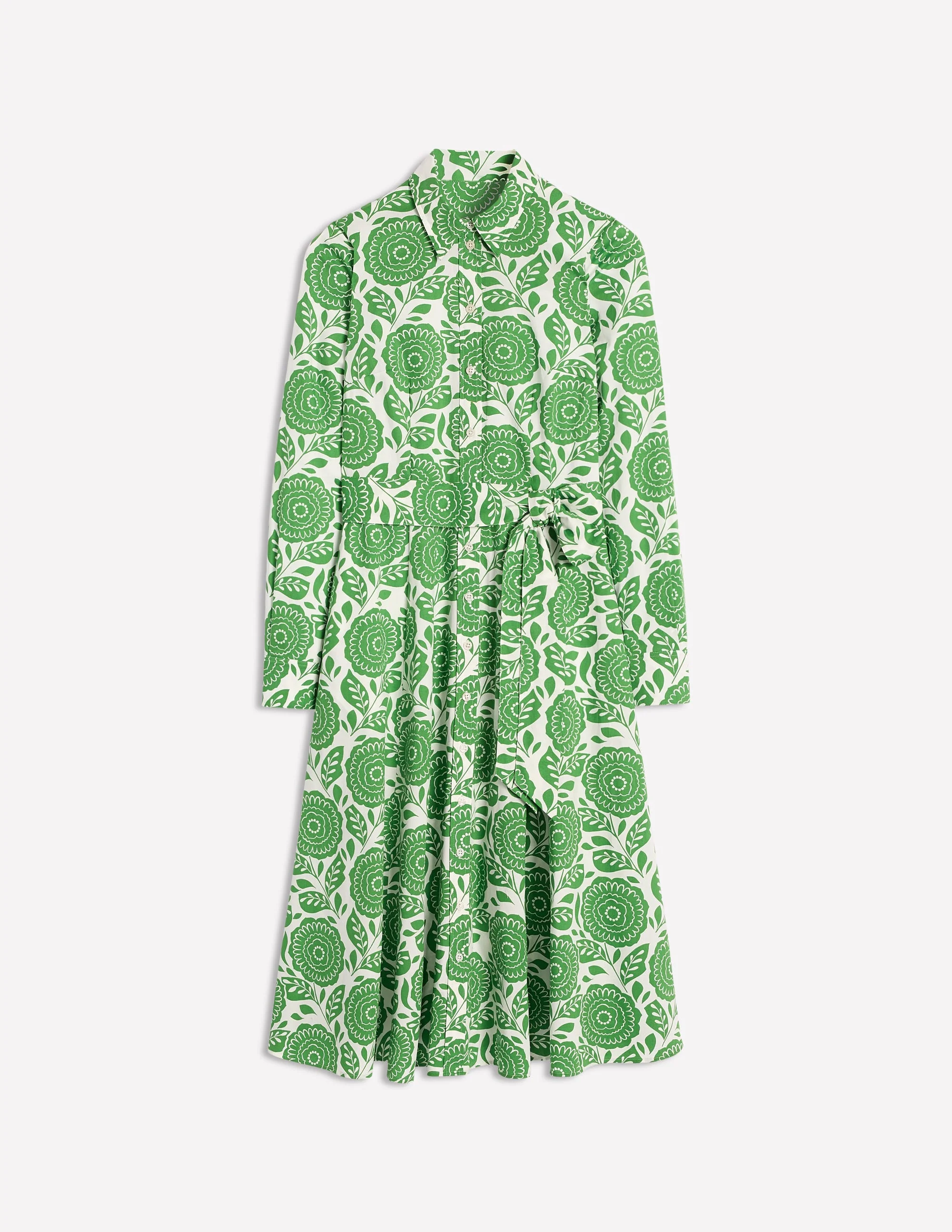 Amy Midi-Hemdblusenkleid aus Baumwolle-Paradiesgrün, Dahlienstempel - Image 7