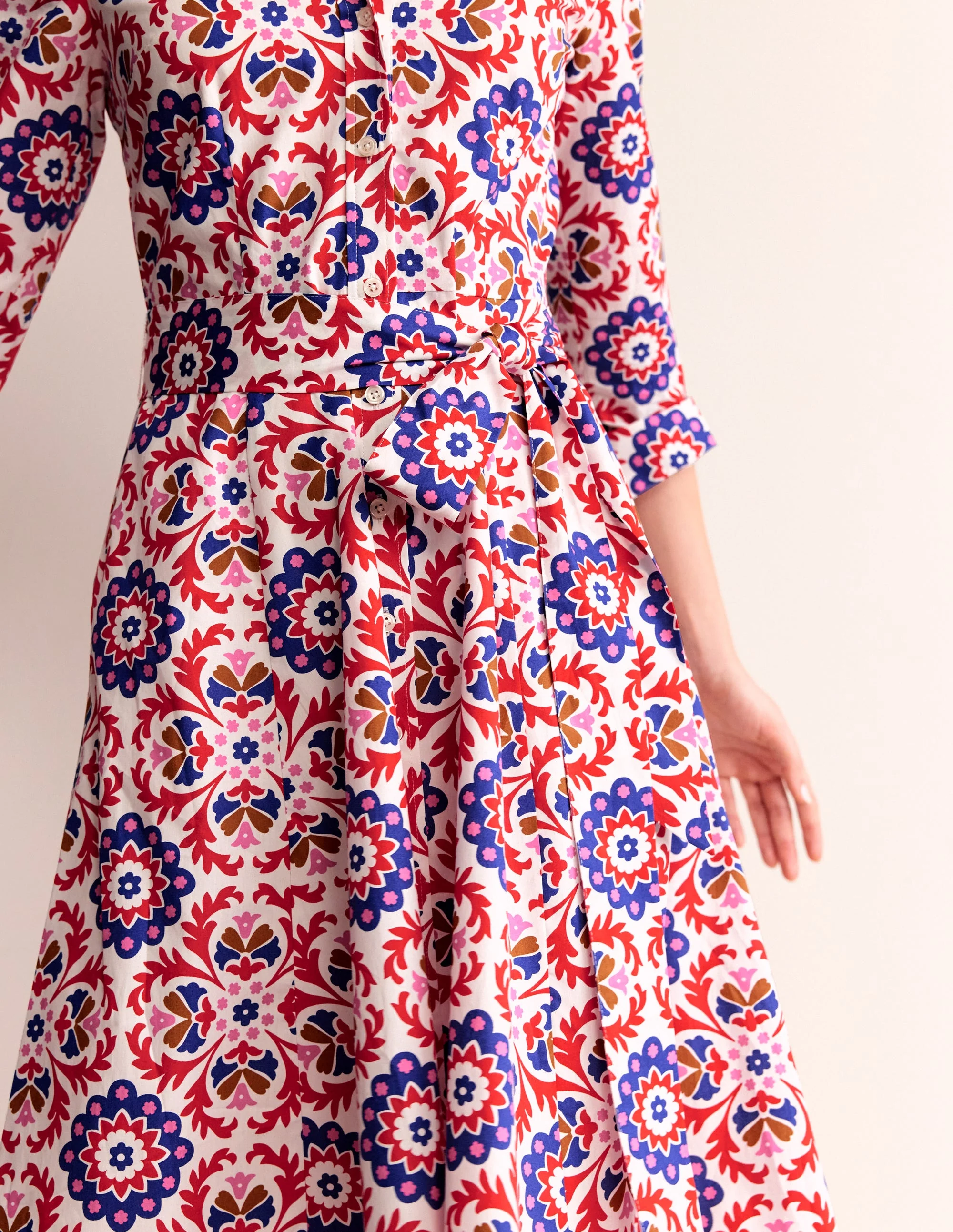 Amy Midi-Hemdblusenkleid aus Baumwolle-Rubicondo, Mosaik Blüte - Image 2