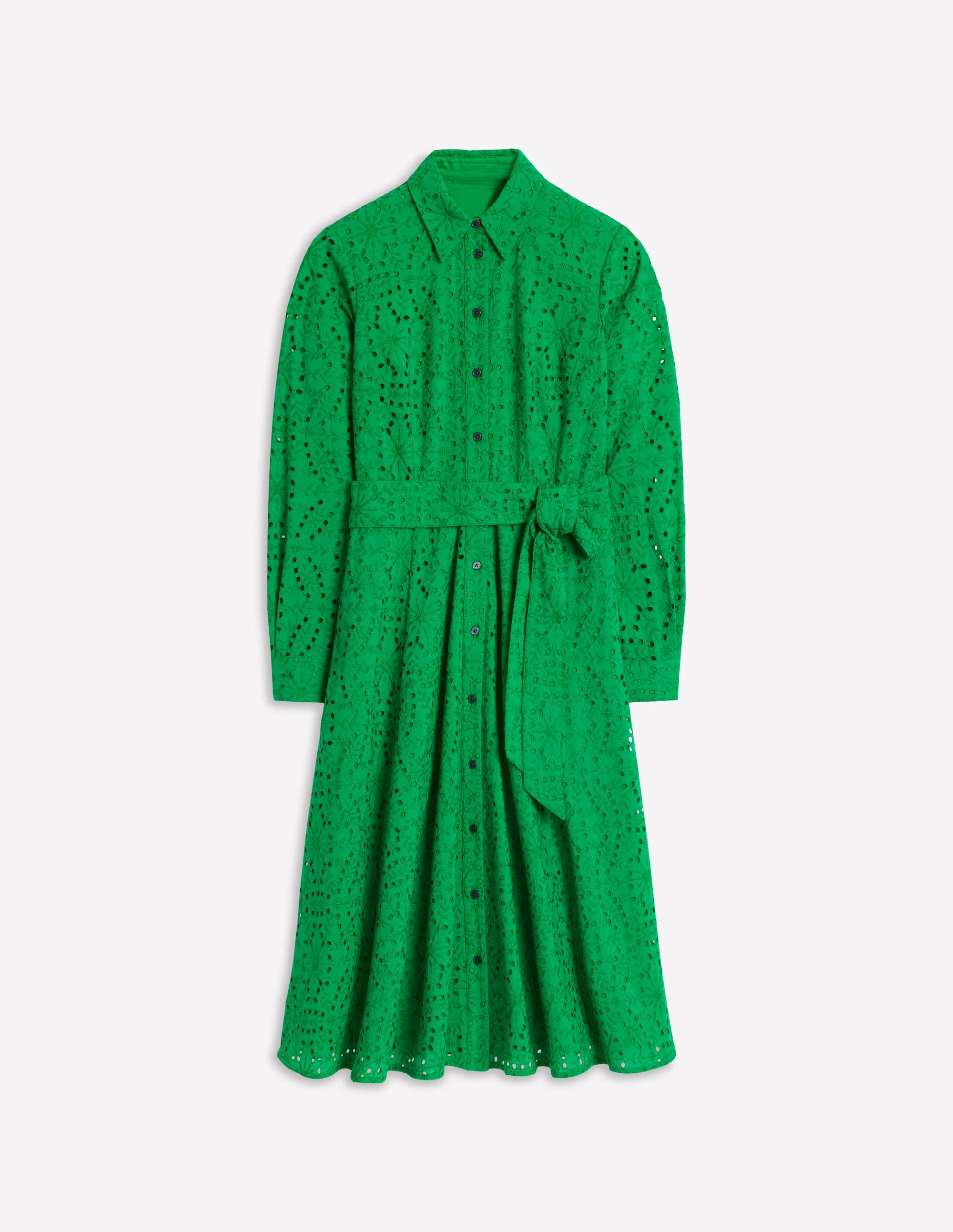 Amy Midi-Hemdblusenkleid mit Lochstickerei-Grünes Tamburin - Image 6