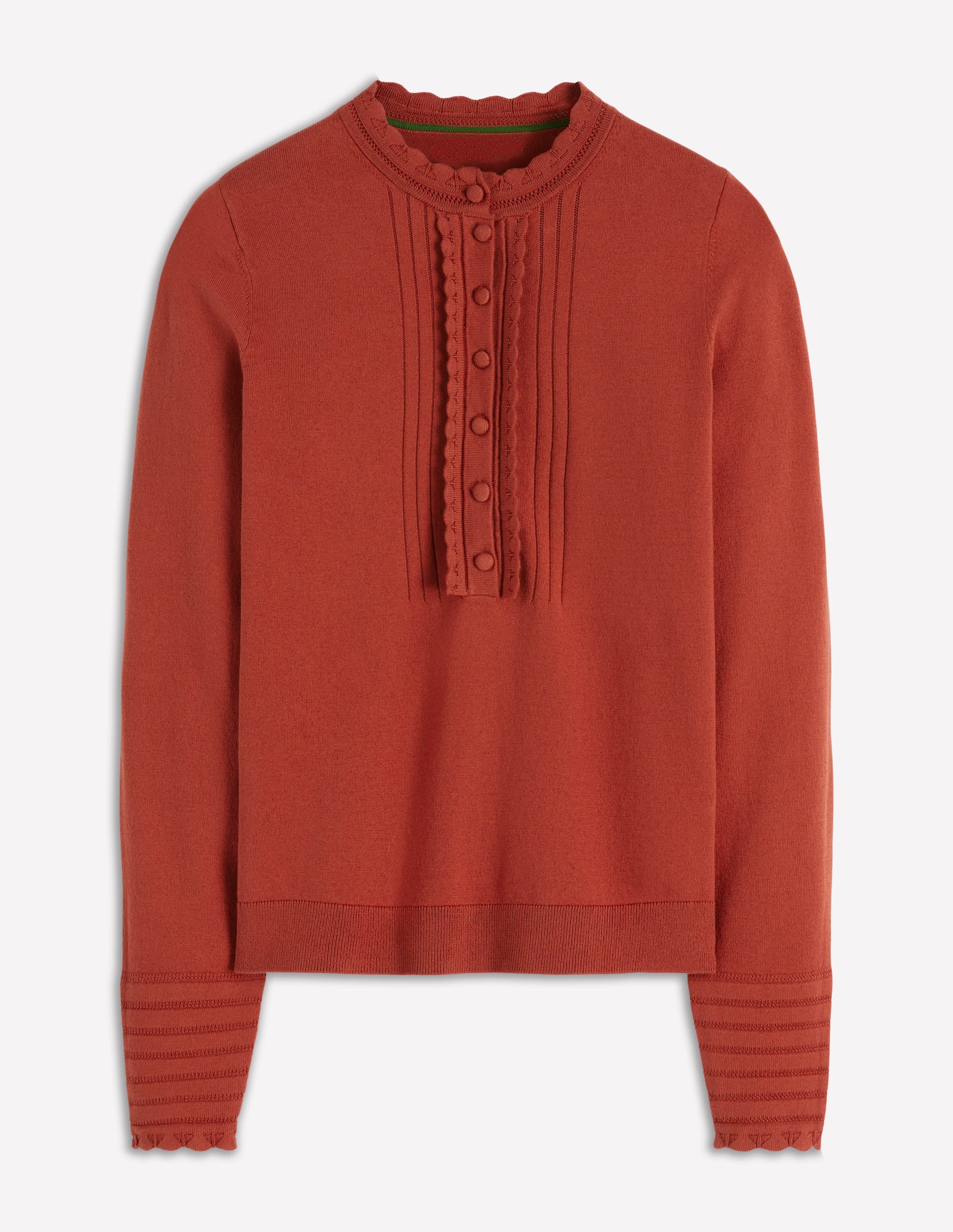 Angela Baumwollpullover mit Muschelsaum-Kastanienbraun - Image 6