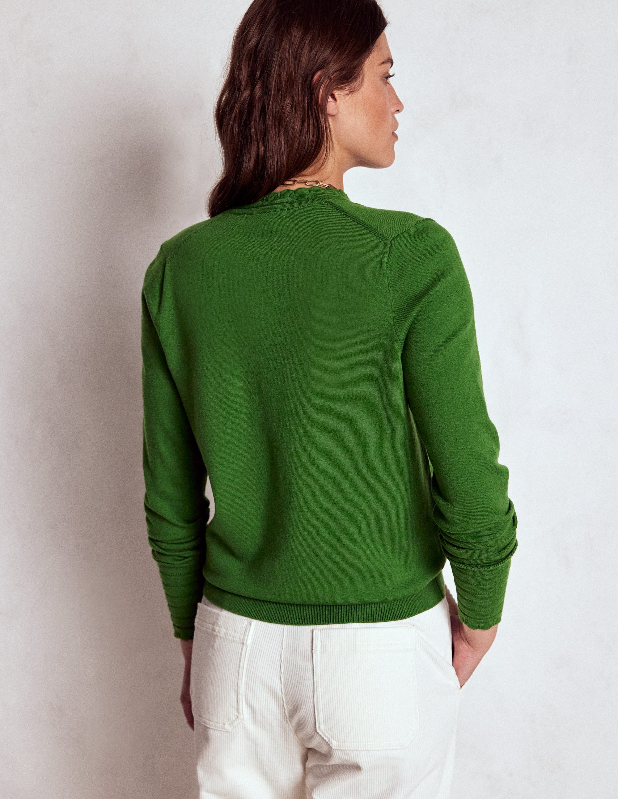 Angela Baumwollpullover mit Muschelsaum-Promenadengrün - Image 2