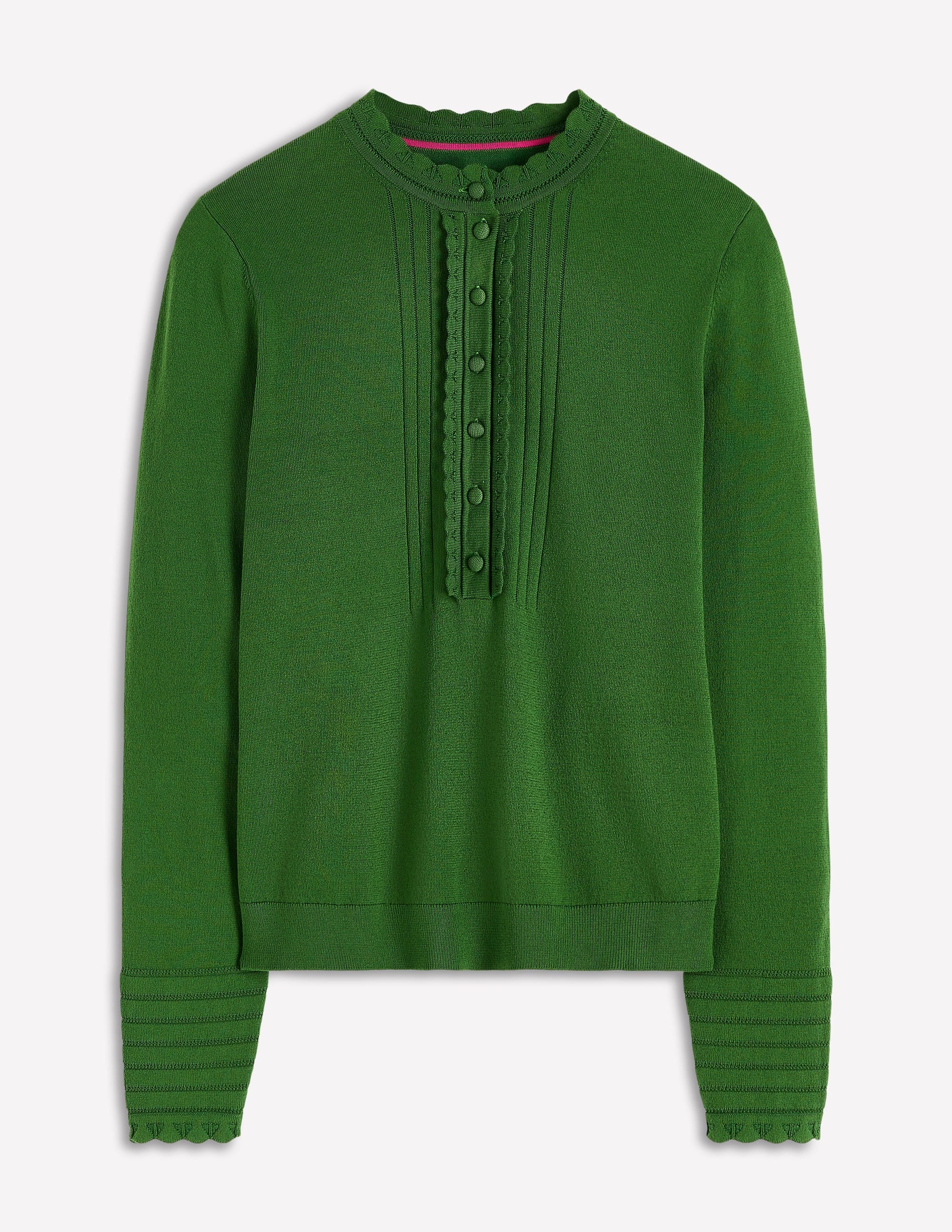 Angela Baumwollpullover mit Muschelsaum-Promenadengrün - Image 3