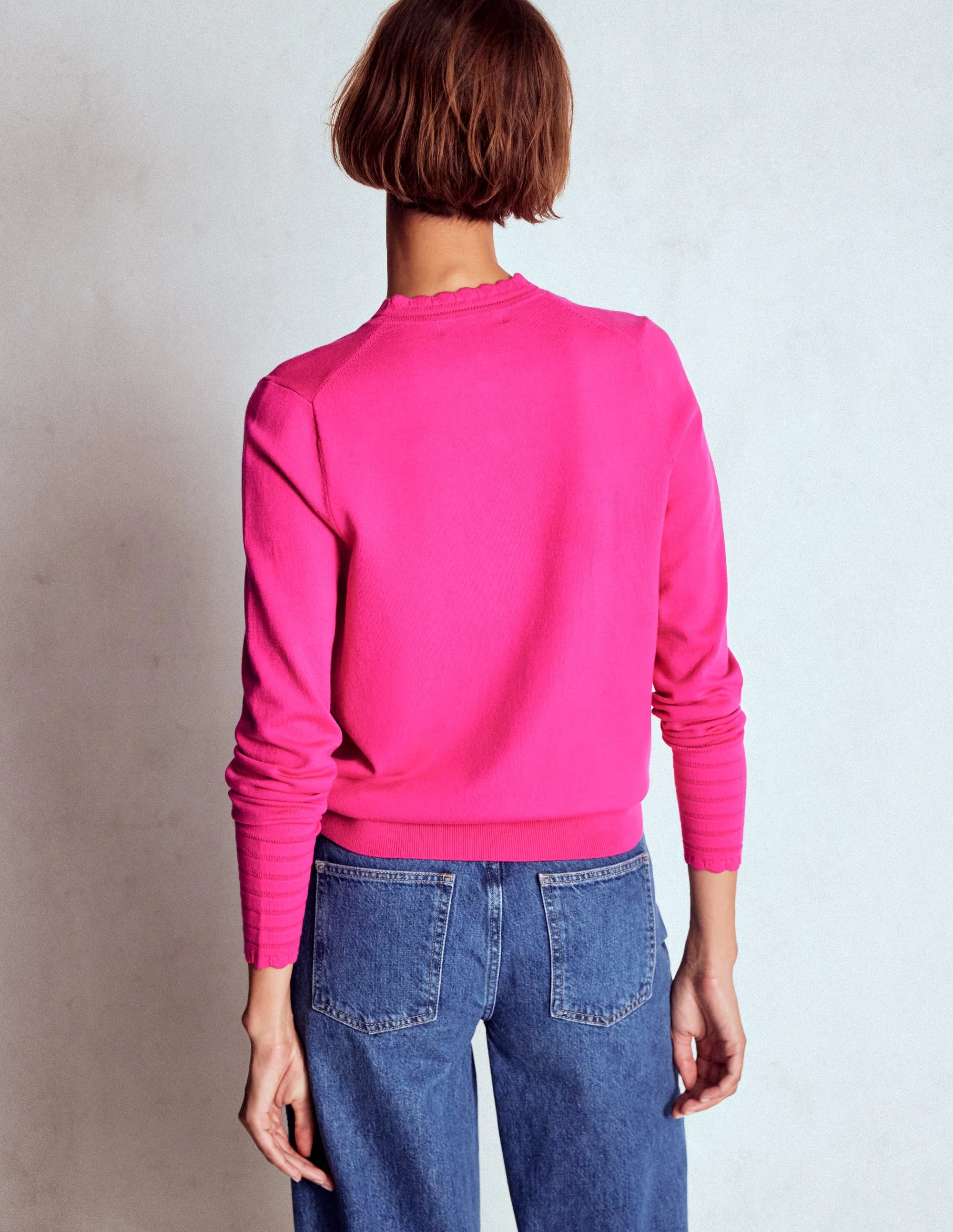 Angela Baumwollpullover mit Muschelsaum-Rosa Heide - Image 3