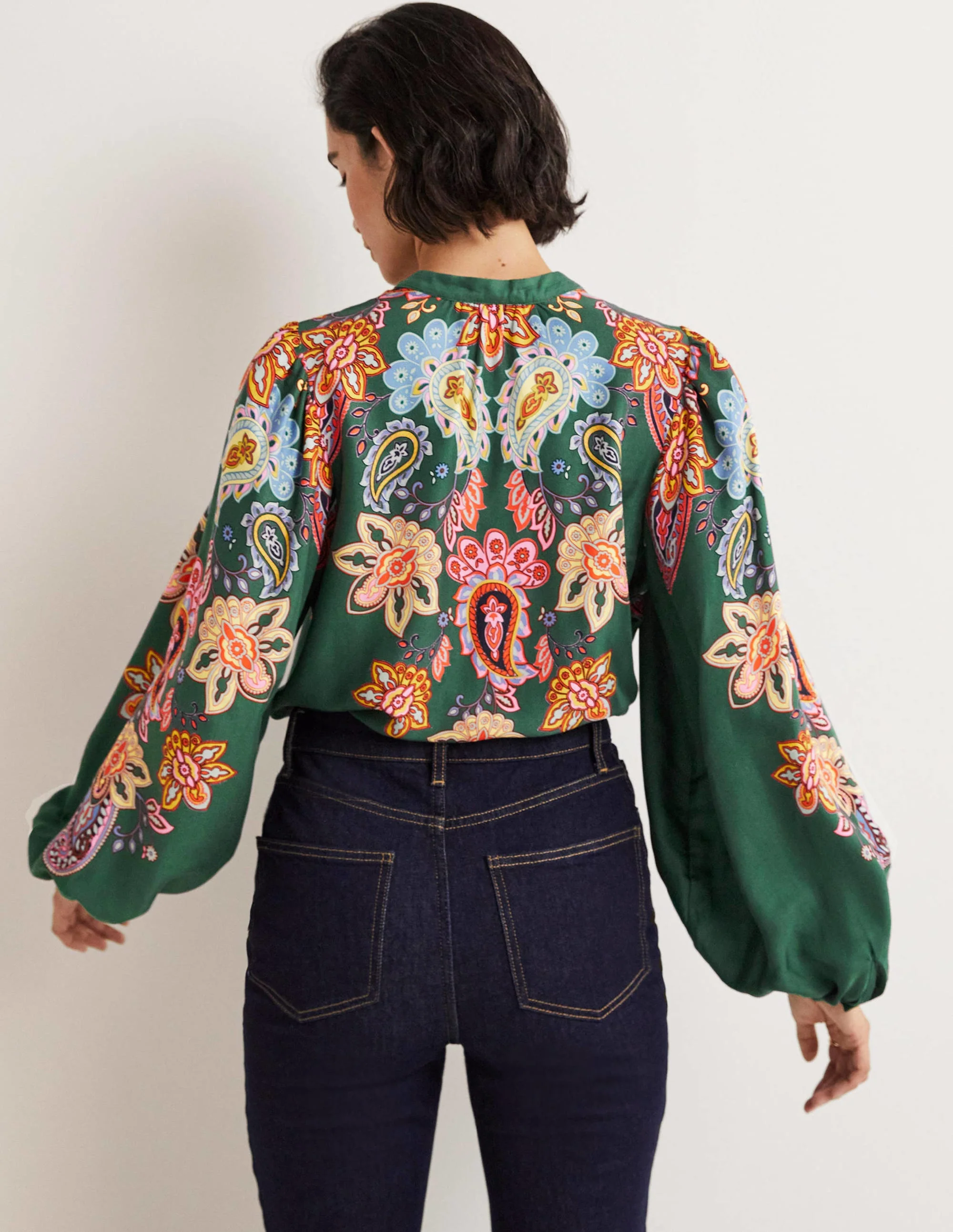 Anna Bluse mit Blousonärmeln-Trekking-Grün, Paisleymuster - Image 3