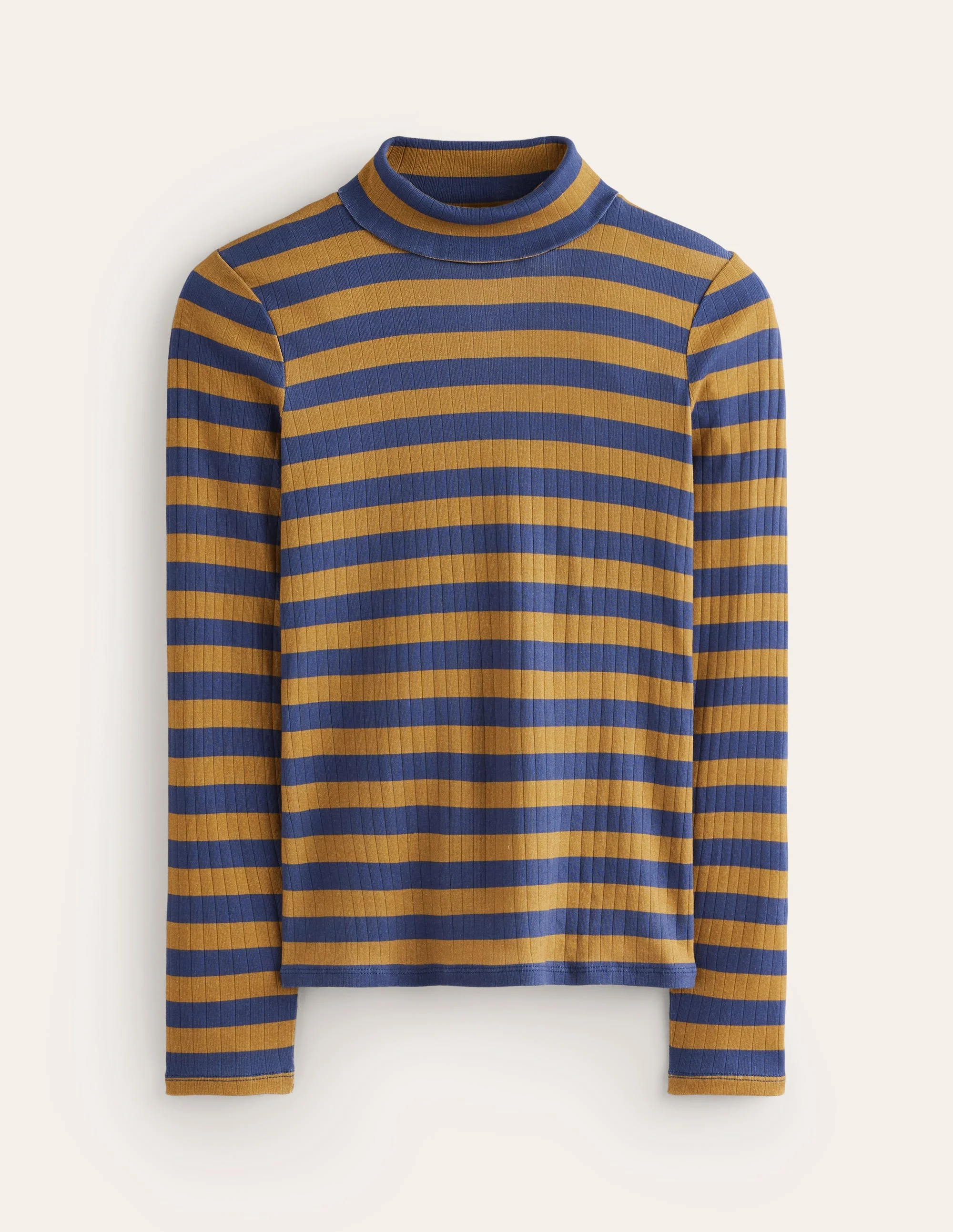 Anna Geripptes Rollkragenoberteil-Französisches Marineblau, Camel - Image 5