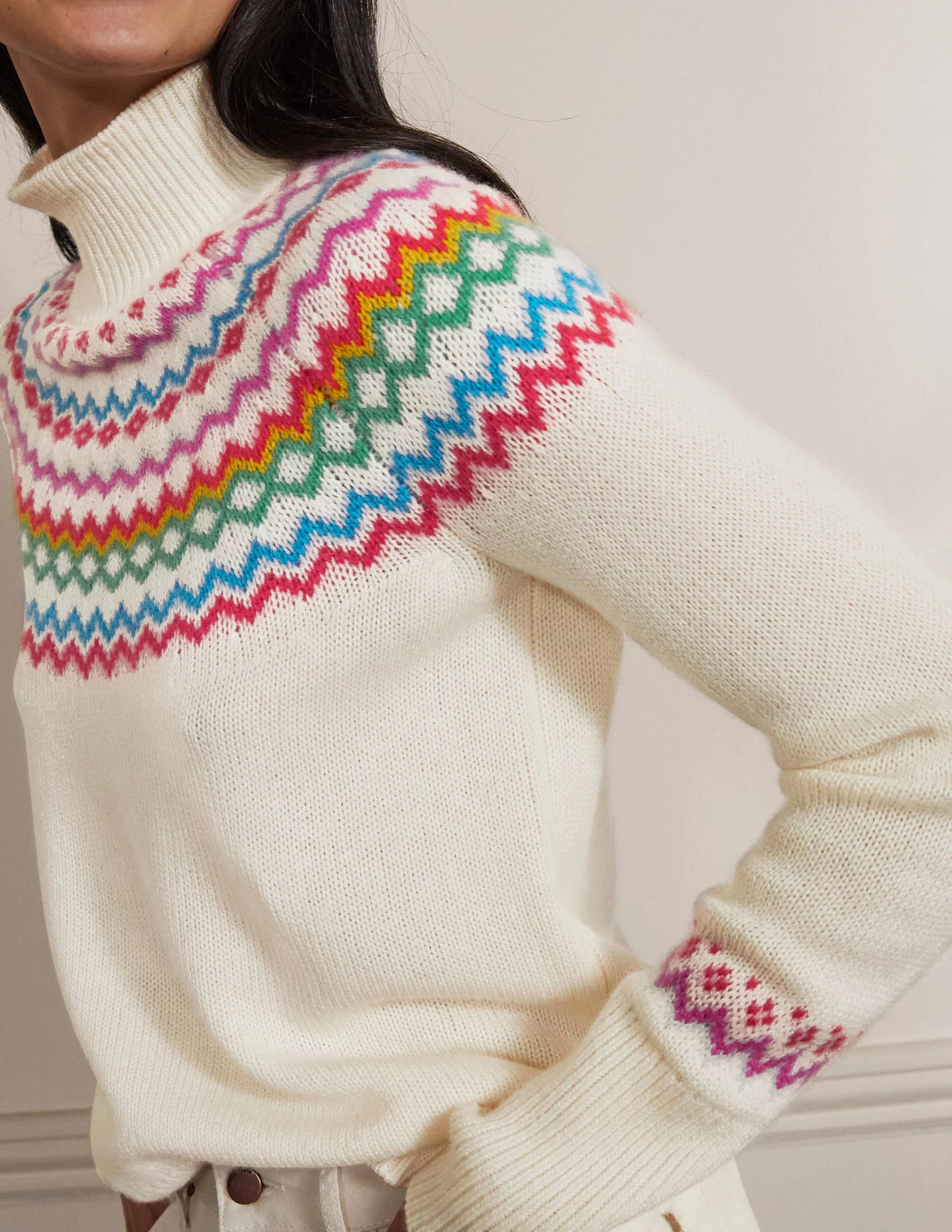 Anna Kaschmirpullover-Perlweiß, Fair-Isle-Muster - Image 2