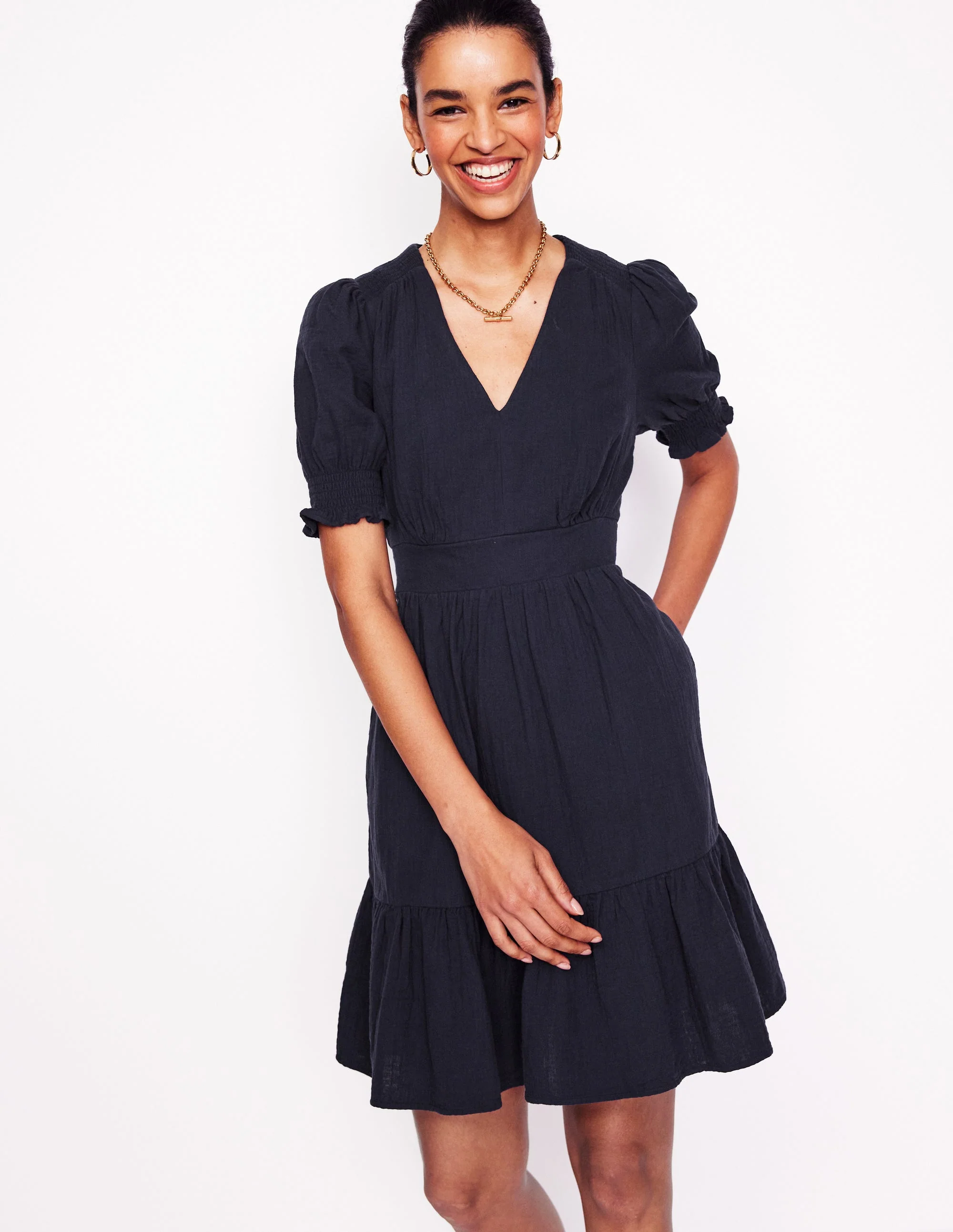 Anna Kurzes Doppeltuch-Kleid-Marine - Image 4