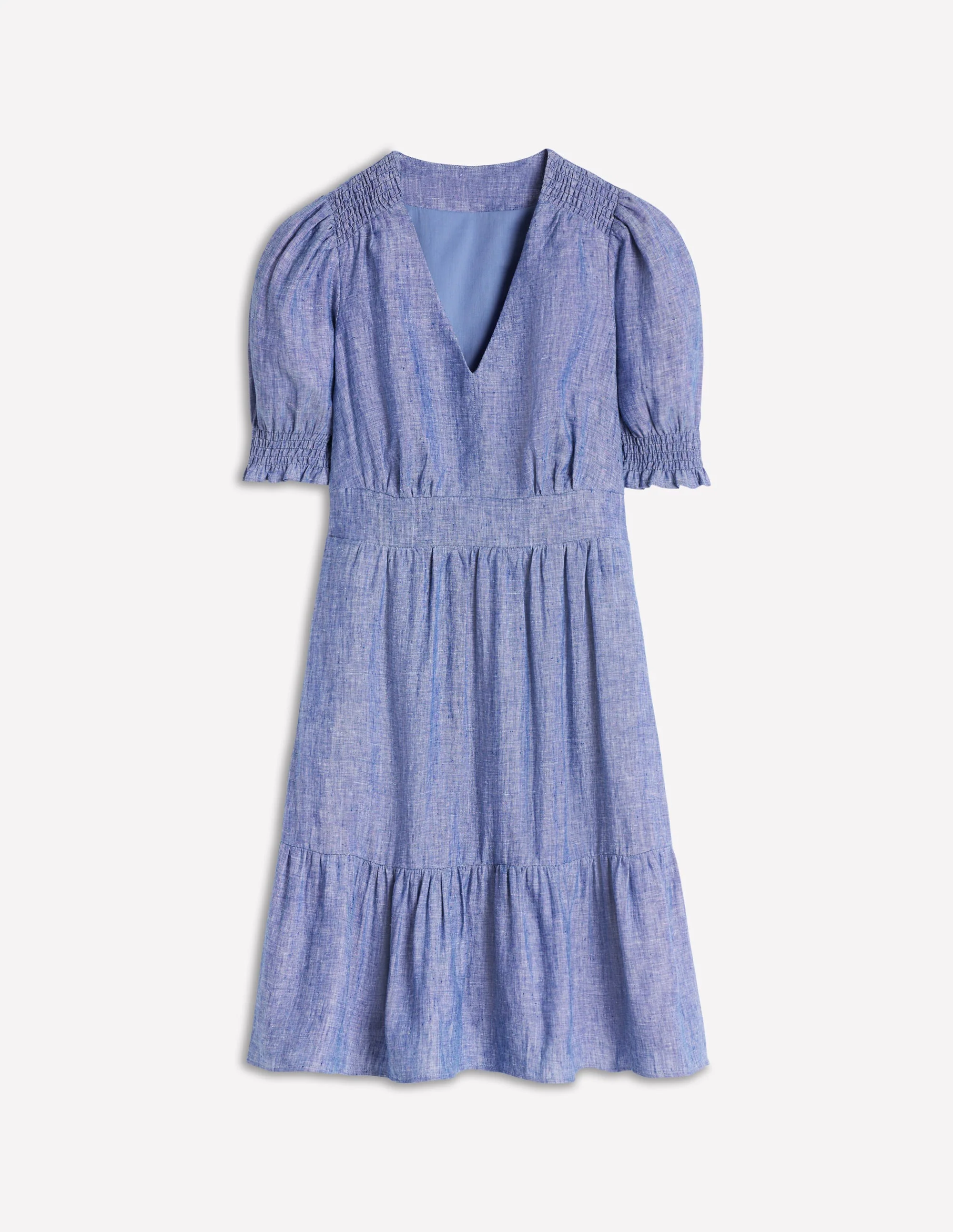 Anna Kurzes Leinenkleid-Authentisches Blau, Faux-Uni - Image 5