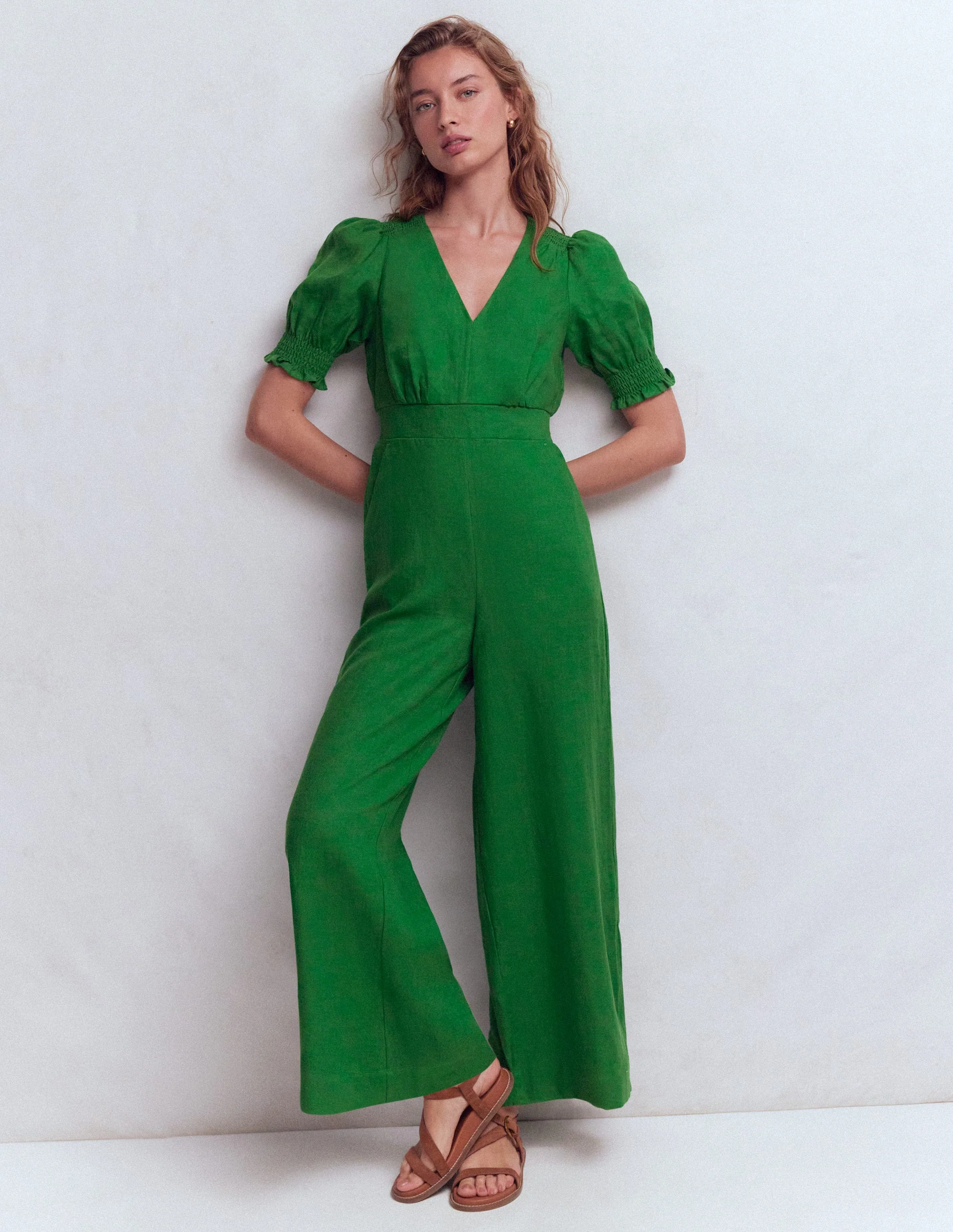 Anna Leinen-Jumpsuit-Amazonasgrün